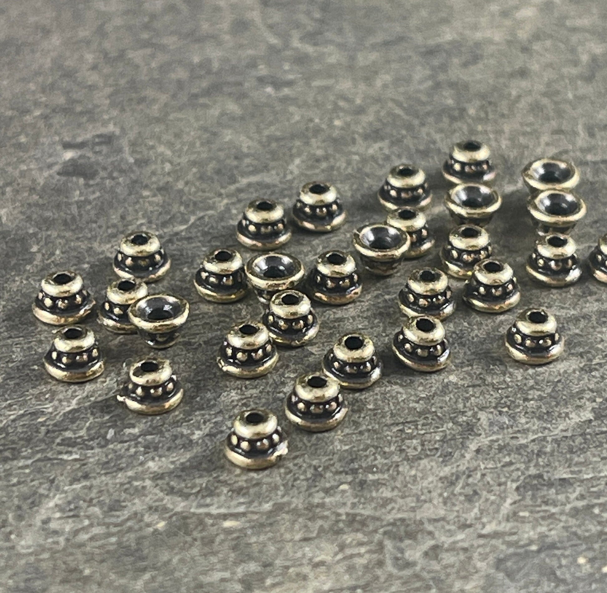 TierraCast 3.5mm Beaded Caps, Antiqued Brass Plated Tiny Cone (PF/792-57) * Qty. 50