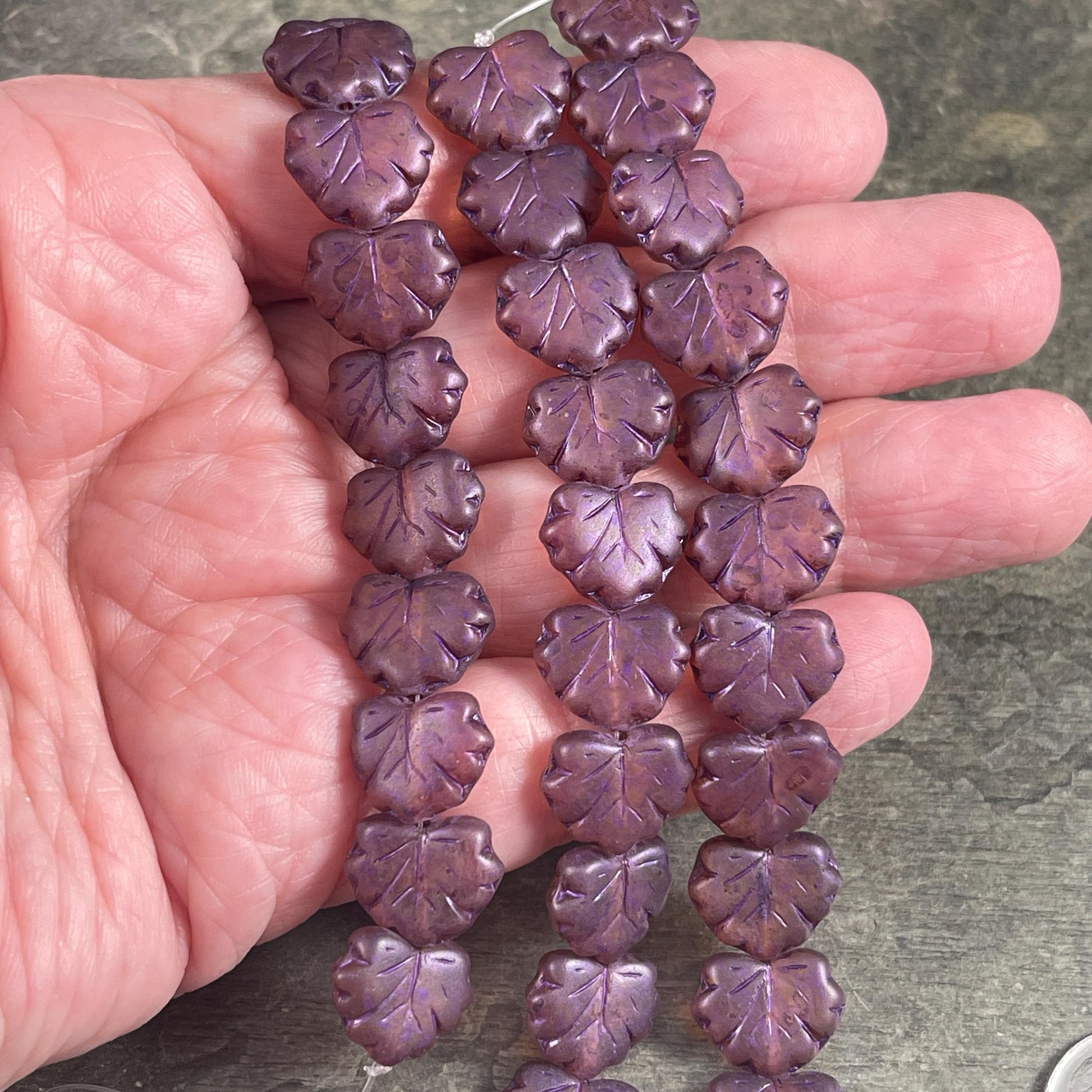 Dark Orange Maple Leaf Beads, Opaque Orange with Bronze Wash 11x13mm Czech Glass Leaf Beads (ML71) * Qty. 12