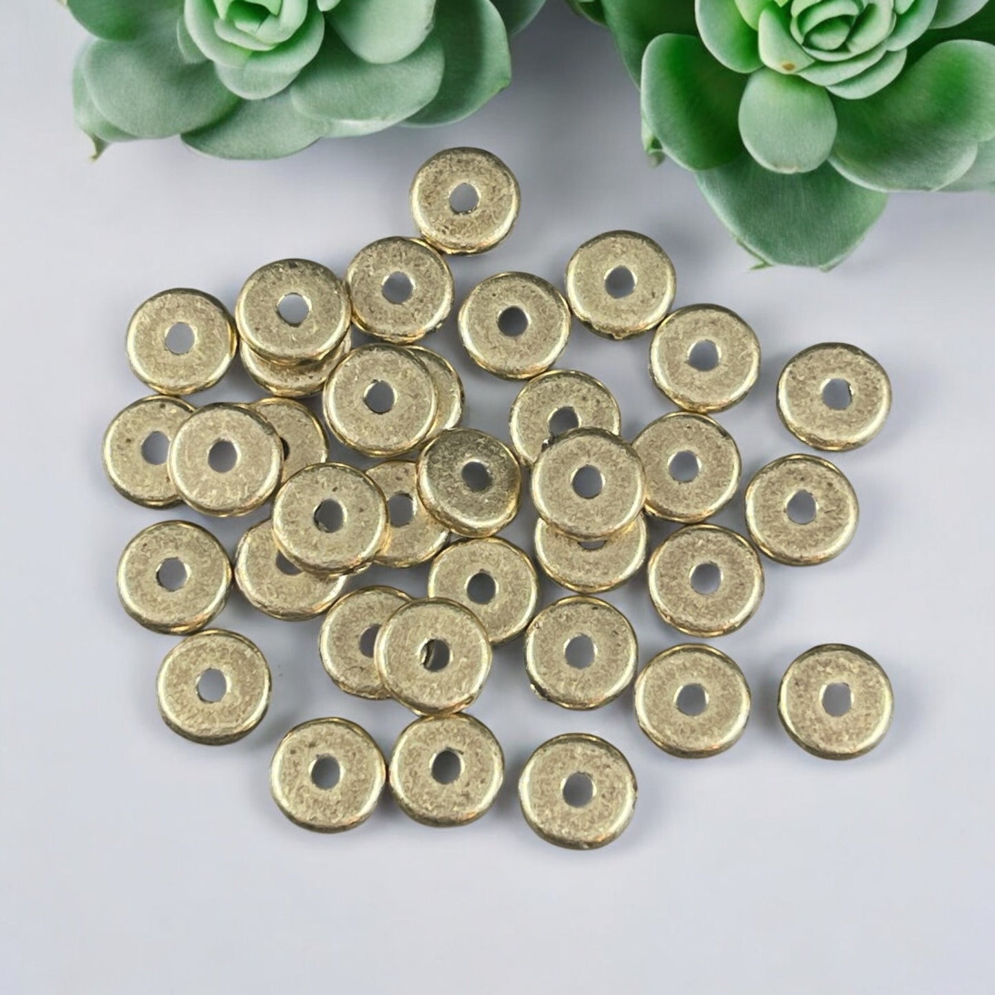 NEW TierraCast 6mm Heishi Spacer Beads, Light Antiqued Brass Plated Spacer Bead (PF/403-57) * Qty. 20