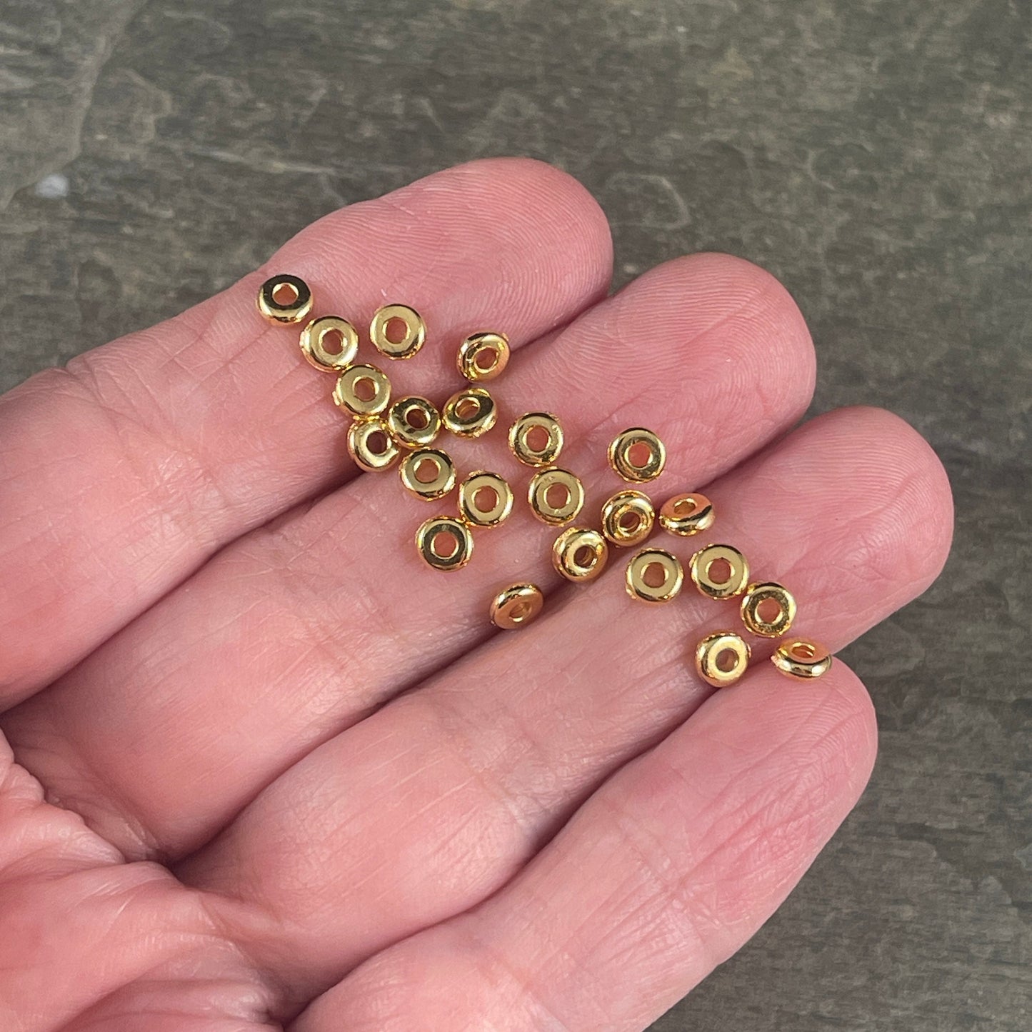 TierraCast 4mm Heishi Rondelle, Small 24k Gold Plated Spacer Bead, Nickel Free (PF/401-12) * Qty. 50