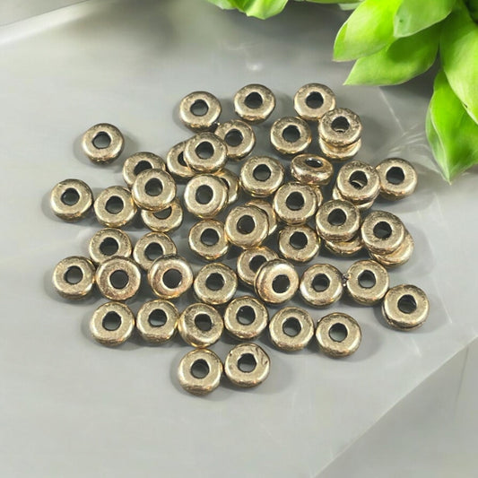 NEW TierraCast 4mm Heishi Rondelle, Small Brass Spacer Bead (PF/401-57) * Qty. 50