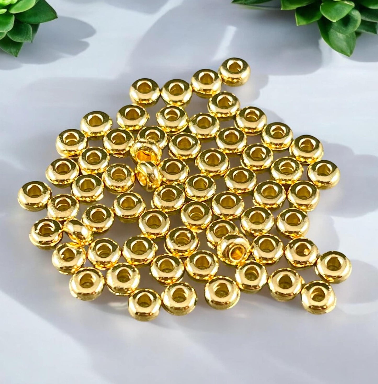 NEW TierraCast 3mm Heishi Bead, 24k Gold Plated Beads, Tiny Gold Spacer Beads (PF/400-12) * Qty. 50