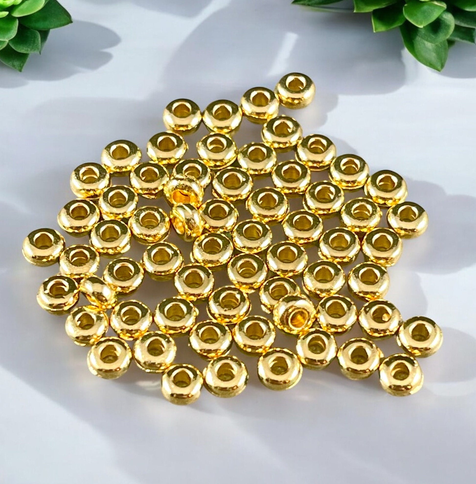 TierraCast 3mm Heishi Bead, 24k Gold Plated Beads, Tiny Gold Spacer Beads (PF/400-12) * Qty. 50