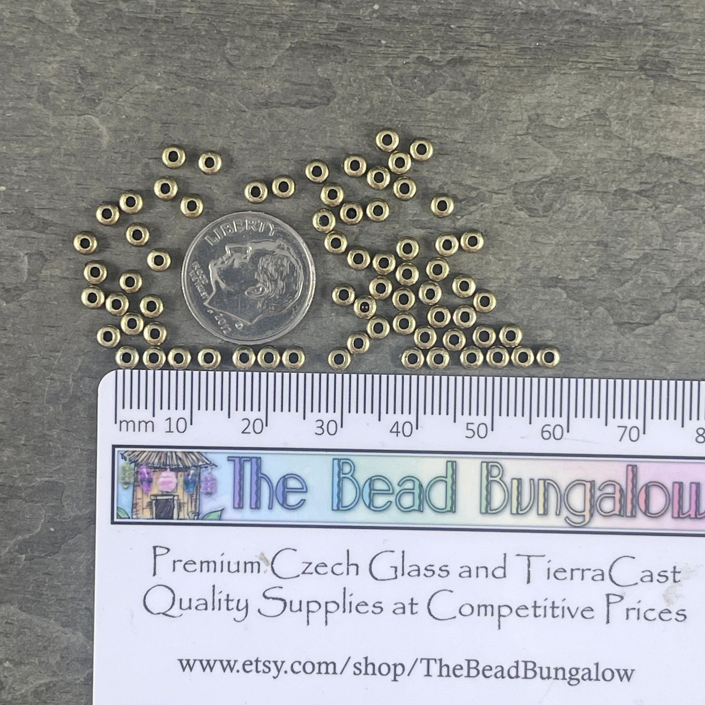 NEW TierraCast 3mm Heishi Bead, Light Antiqued Brass Plated Spacer (PF/400-57) * Qty. 50