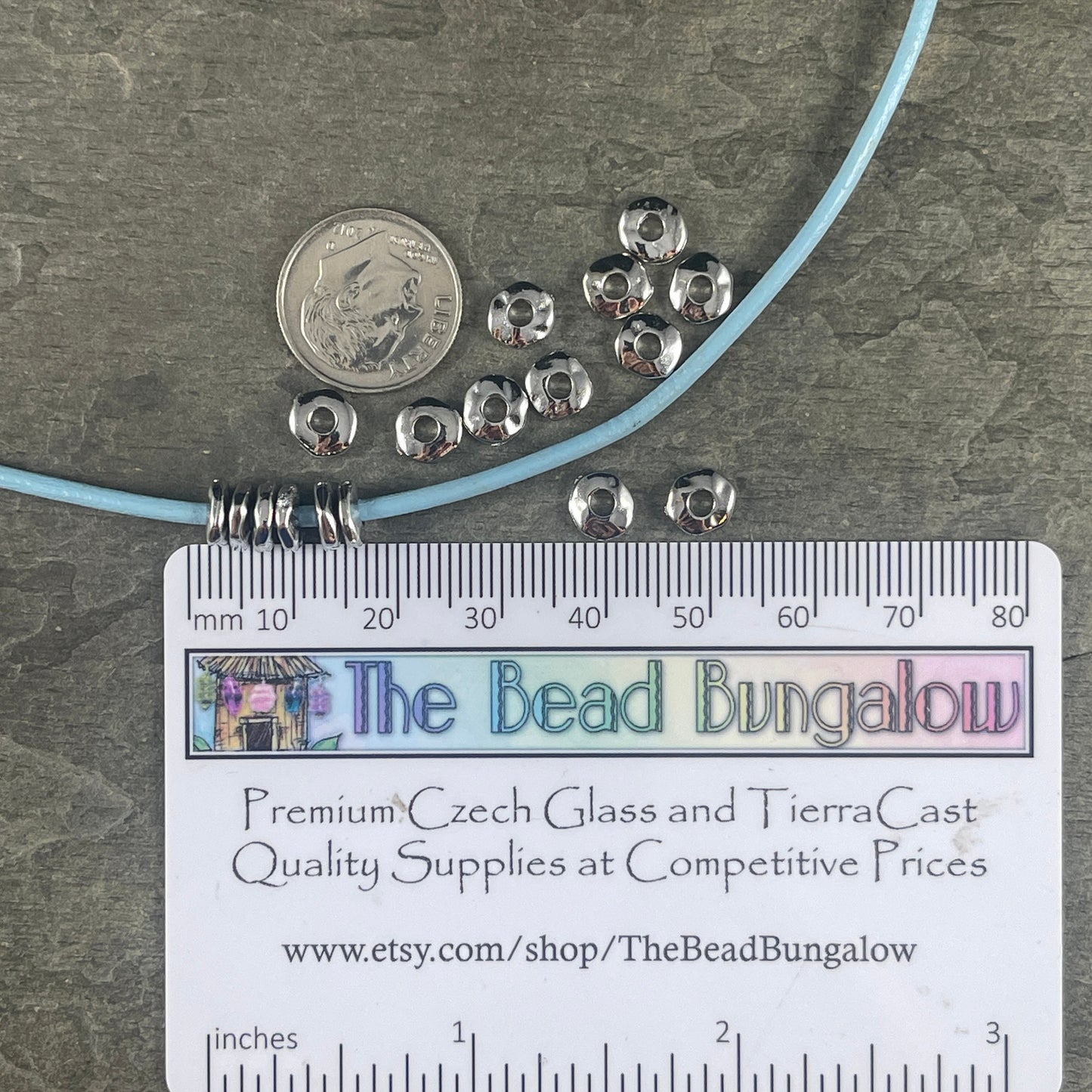 NEW TierraCast 6.5mm Organic Rondelle with Large Hole, 2mm Hole, White Bronze Nugget Spacer Bead (PF/409-28) * Qty. 20