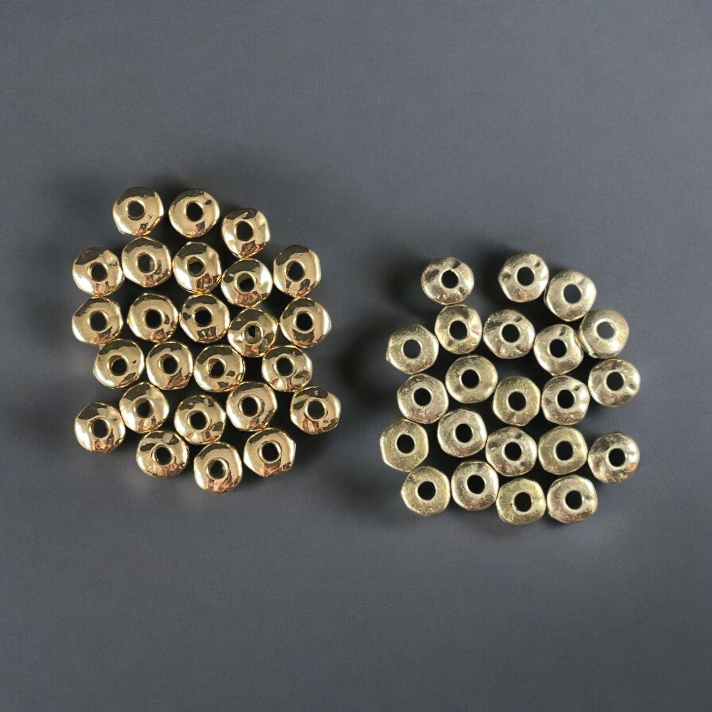 NEW TierraCast 6.5mm Organic Rondelle with Large Hole, 2mm Hole, Antiqued Brass Nugget Spacer Bead (PF/409-57) * Qty. 20