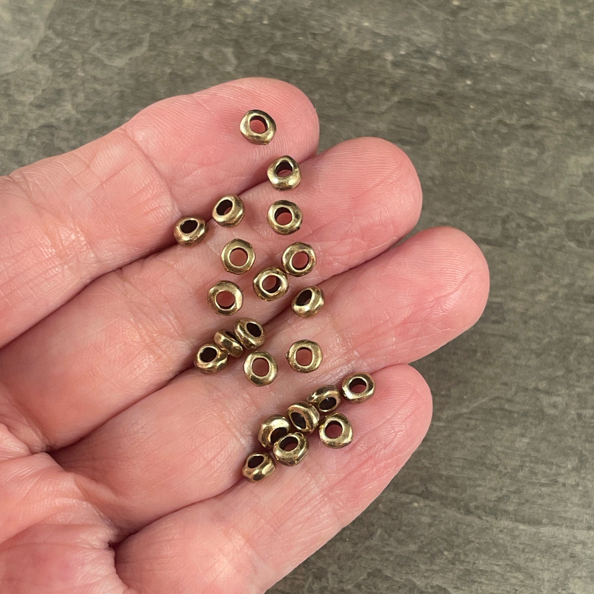 TierraCast Large Hole 4.5mm Nugget Rondelle, Antiqued Brass Organic Spacer (PF/408-57) * Qty. 20