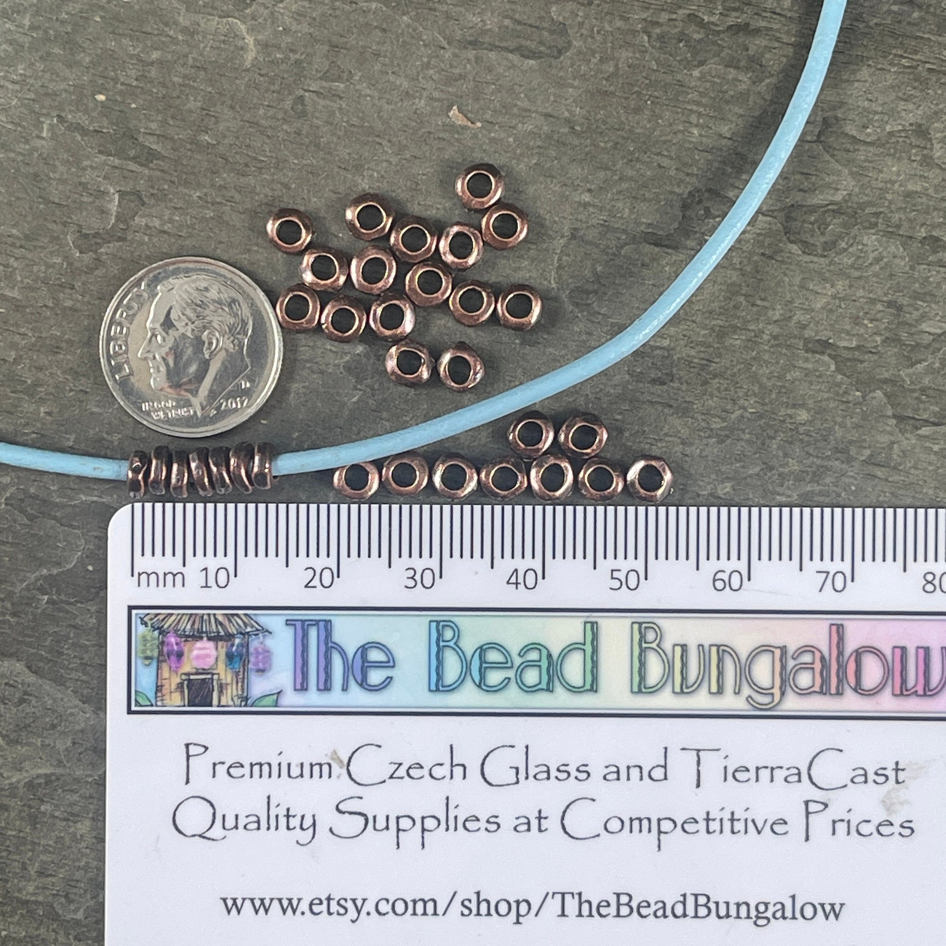 NEW TierraCast 4.5mm Heishi Nugget, 2mm Large Hole Rondelle, Antiqued Copper Organic Spacer Bead (PF/408-87) * Qty. 20