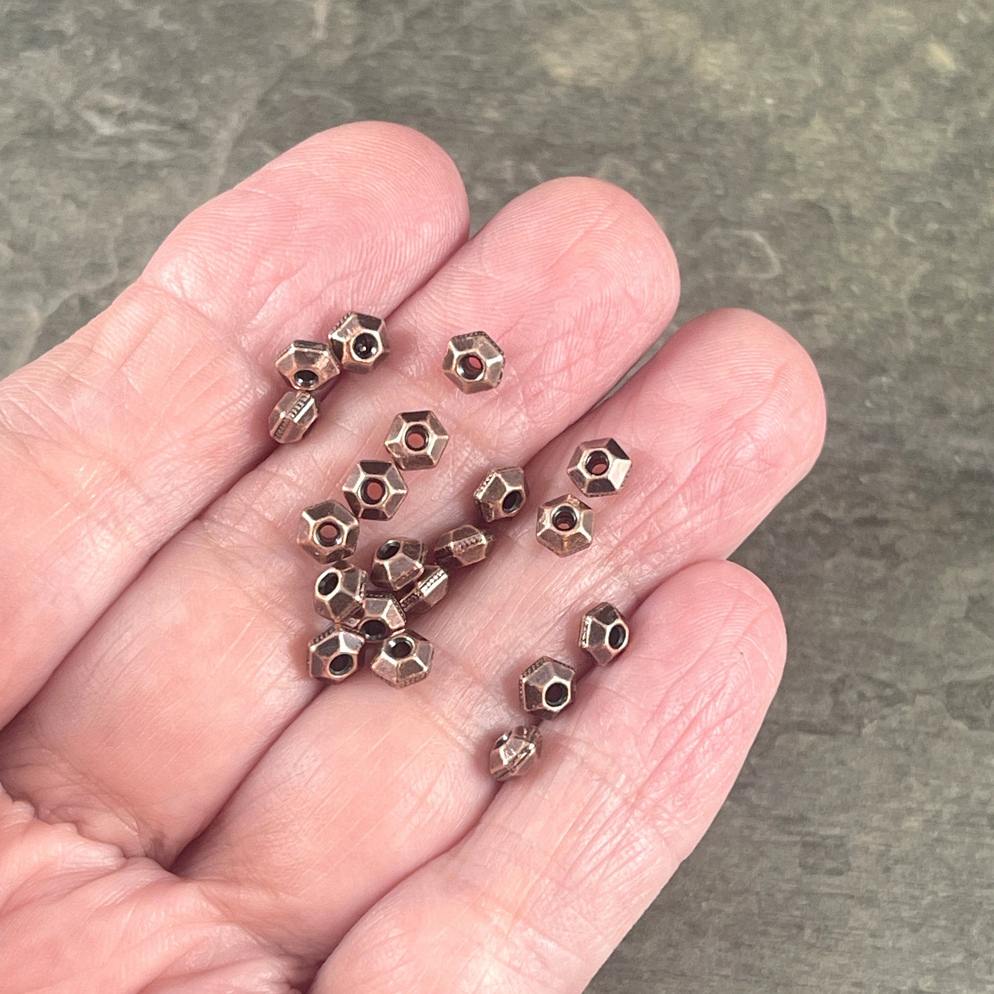 TierraCast 5mm Hexagon Bead, Faceted Antiqued Copper Beaded Spacer (PF/393-87) * Qty. 20
