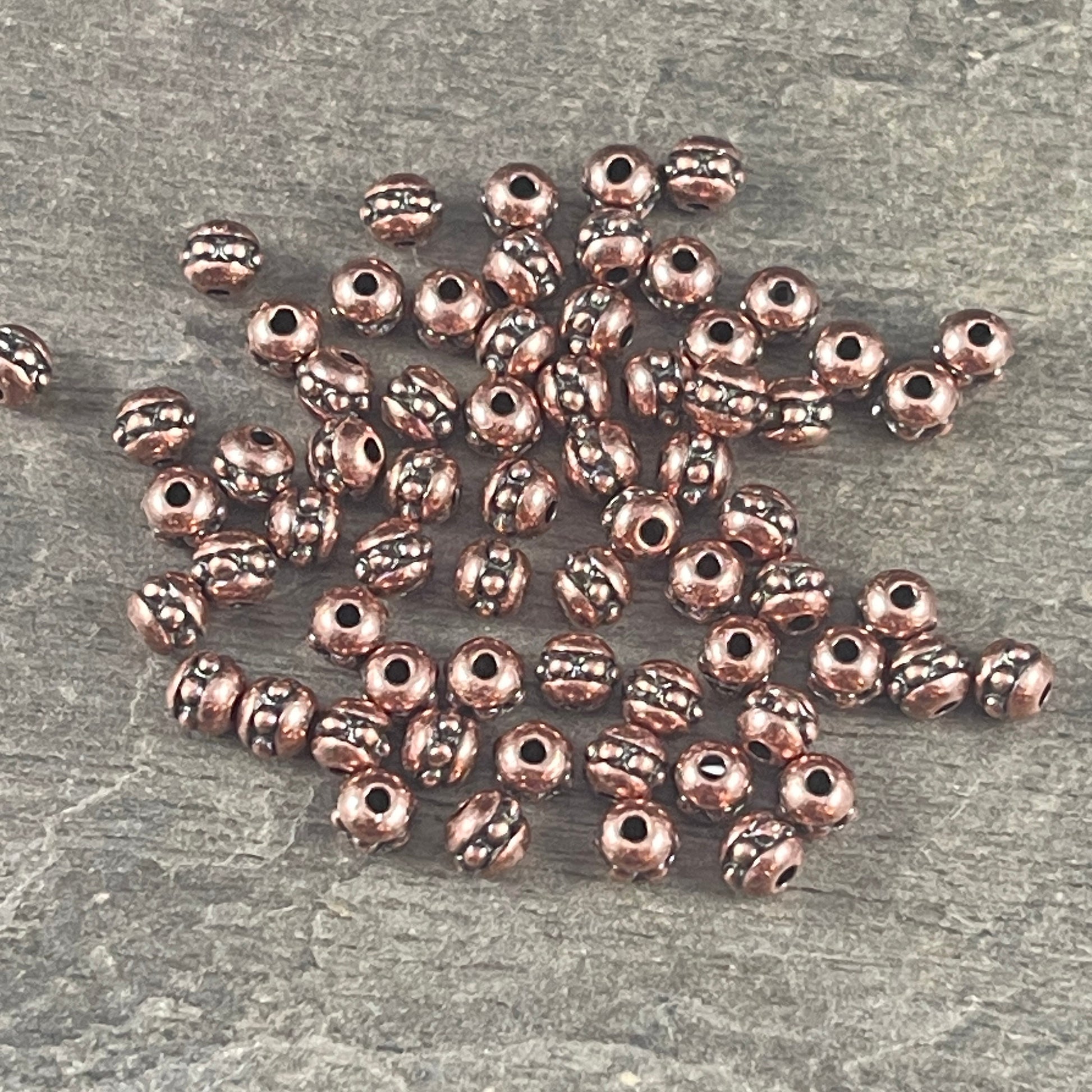 NEW TierraCast 3mm Round Beaded Spacer, Antiqued Copper Plated Seed Bead Size 8 (PF/406-87) * Qty. 50