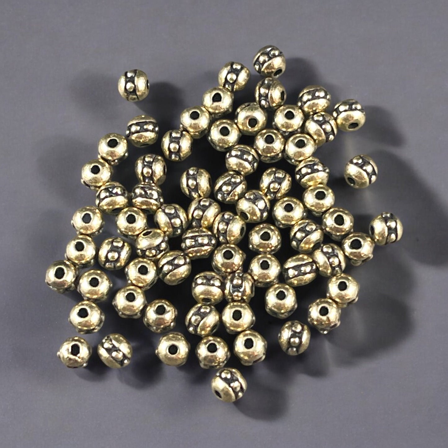 NEW TierraCast 3mm Round Beaded Spacer Bead, Light Antiqued Brass Plated Seed Bead Size 8 (PF/406-57) * Qty. 50