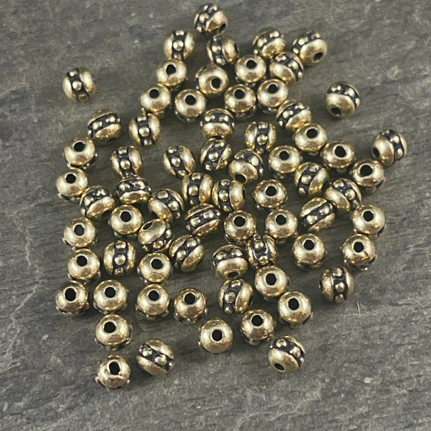 NEW TierraCast 3mm Round Beaded Spacer Bead, Light Antiqued Brass Plated Seed Bead Size 8 (PF/406-57) * Qty. 50