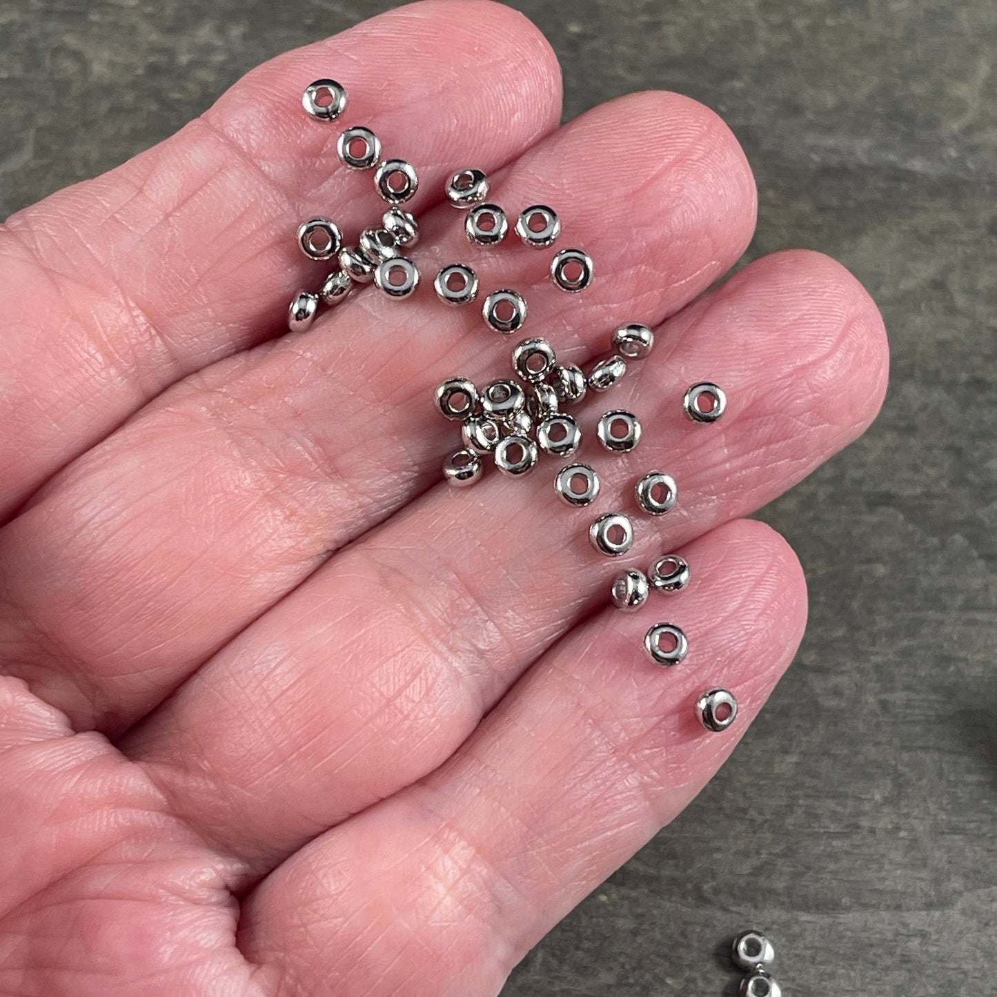 TierraCast Tiny 3mm Heishi Spacer Bead, White Bronze Plated, Silver (PF/400-28) * Qty. 50