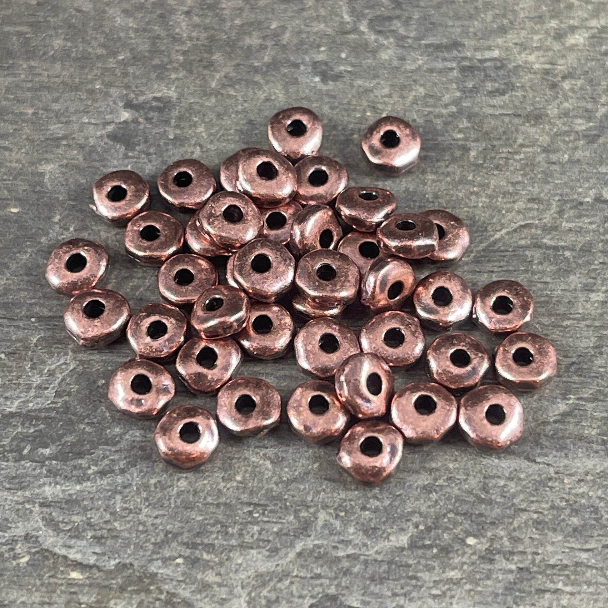 TierraCast 5mm Heishi Nugget, Organic Rondelle Spacer, Antiqued Copper Nugget Spacer (PF/398-87) * Qty. 20