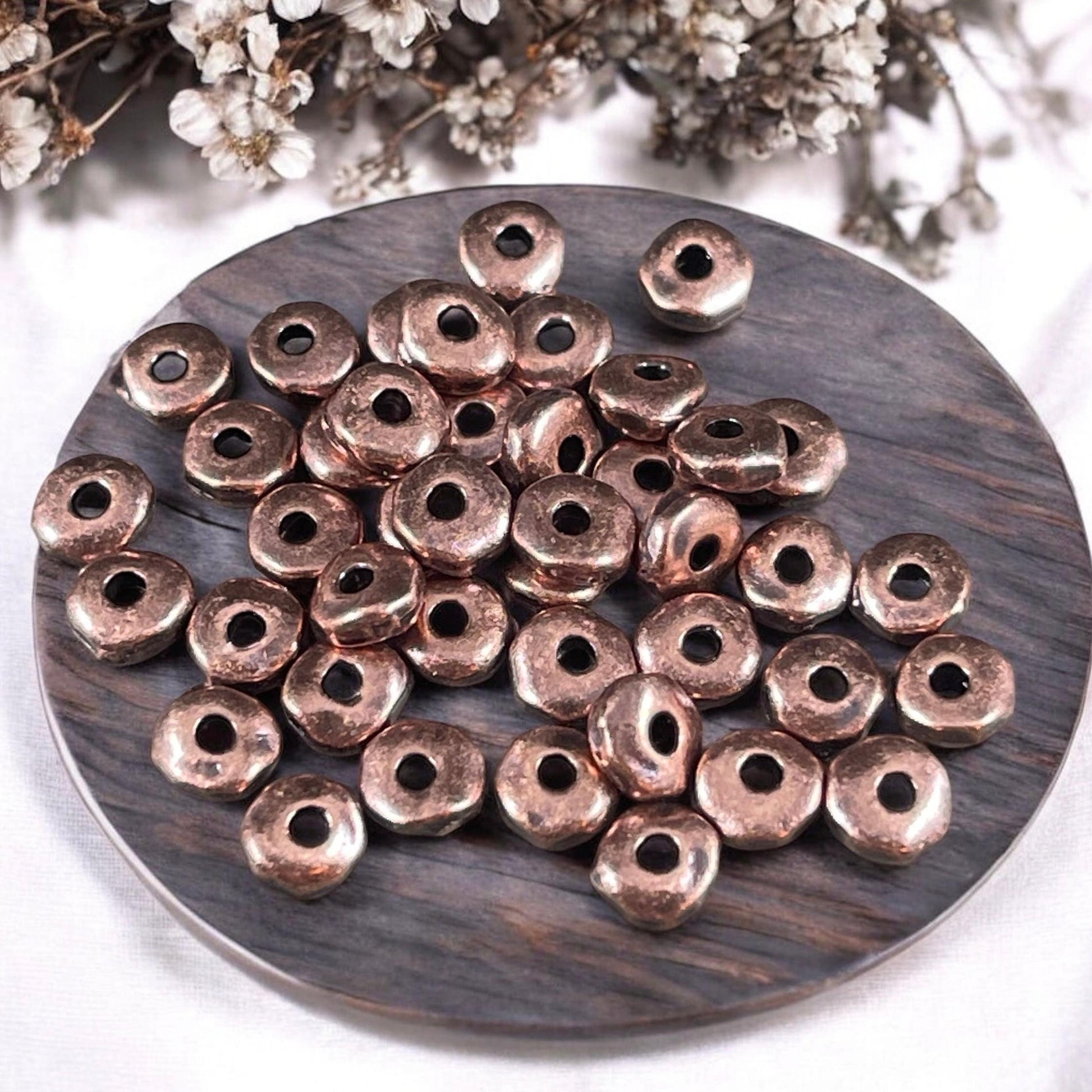 TierraCast 5mm Heishi Nugget, Organic Rondelle Spacer, Antiqued Copper Nugget Spacer (PF/398-87) * Qty. 20