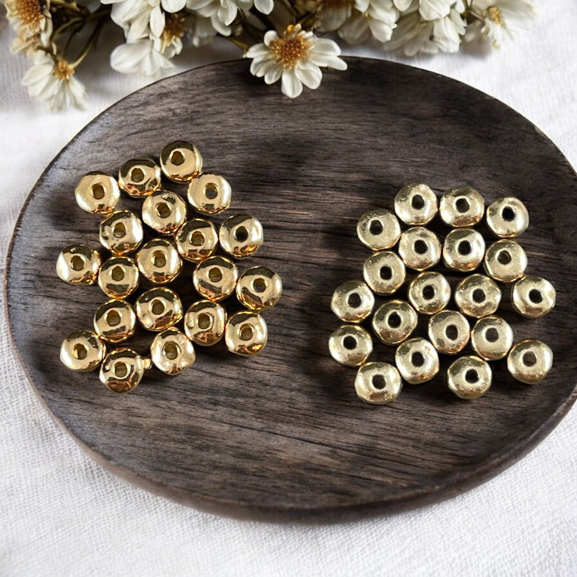TierraCast 5mm Heishi Nugget, Organic Rondelle Spacer, Antiqued Brass (PF/398-57) * Qty. 20