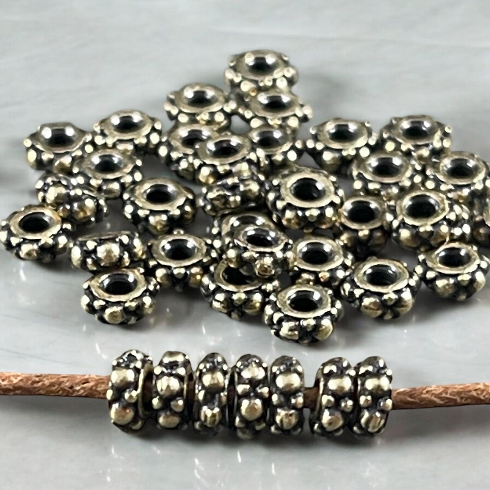 TierraCast 4mm Turkish Rondelle Spacer Bead, Antiqued Brass Plated Pewter (PF/394-57) * Qty. 50