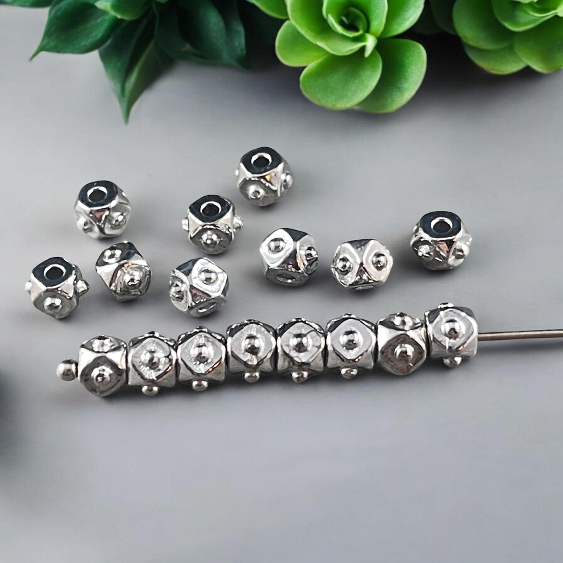 New TierraCast 4mm Cube Beads, White Bronze, Silver Faceted Cube Beads (PF/873-28) * Qty. 20