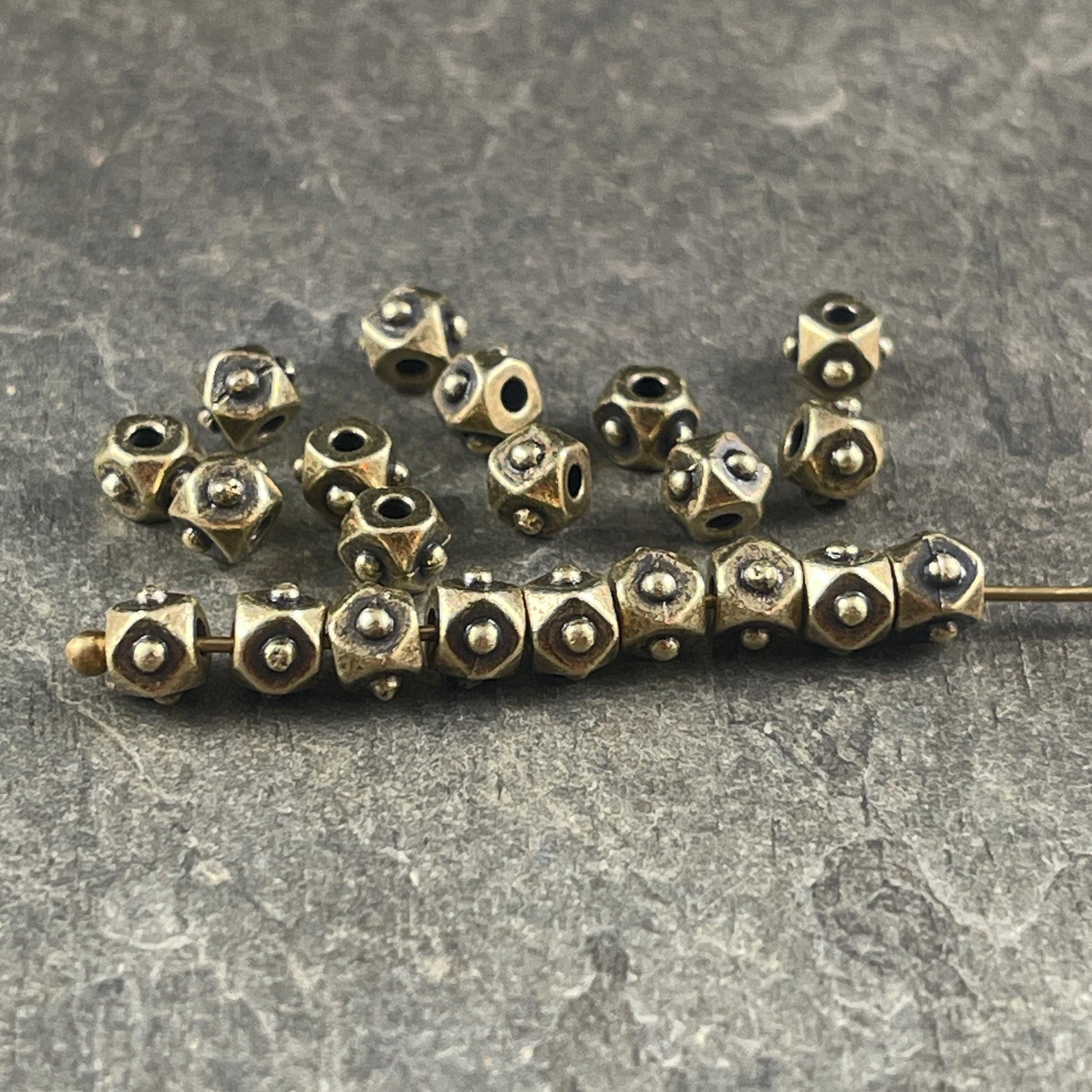 NEW TierraCast 4mm Cube Beads, Antiqued Brass Spacer Beads, Brass Faceted Cube (PF/873-57) * Qty. 20