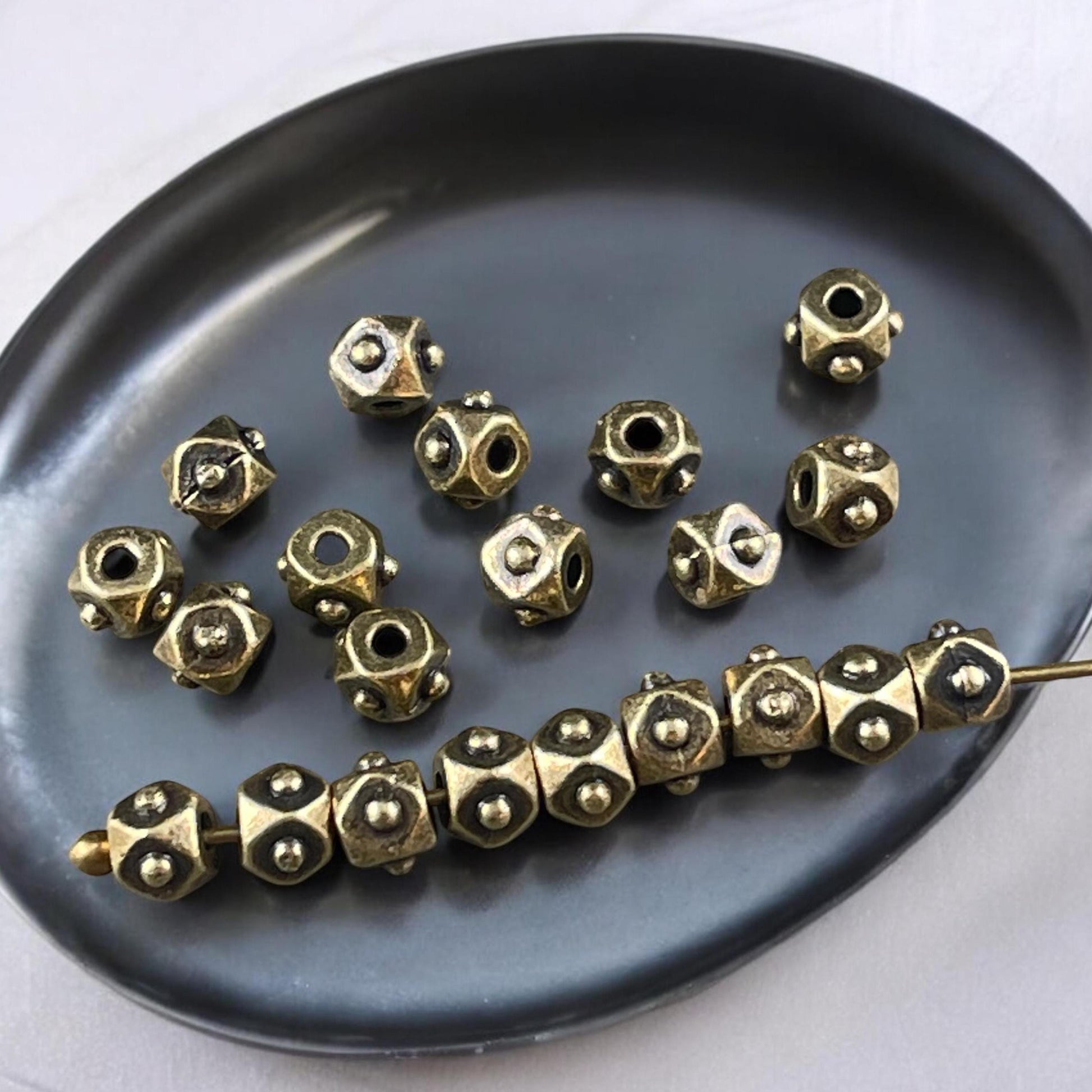 NEW TierraCast 4mm Cube Beads, Antiqued Brass Spacer Beads, Brass Faceted Cube (PF/873-57) * Qty. 20