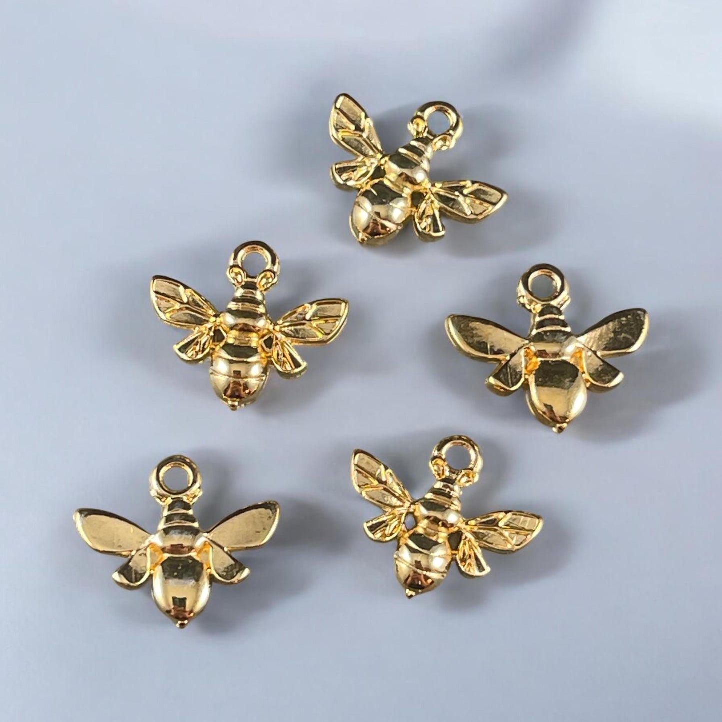 Bumble Bee Charm, 24k Gold Plated Bee Charm, Detailed Honey Bee Charms (PF/12300-12) * Qty. 4