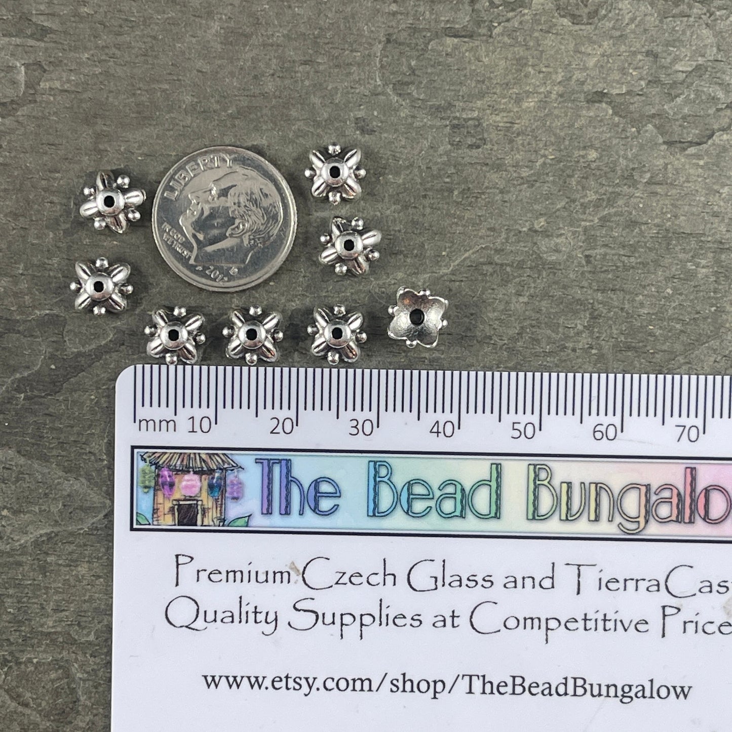 NEW 8mm TierraCast Leaf Bead Cap, Antiqued Fine Silver Plated Petal Bead Caps (PF/797-77) * Qty. 6