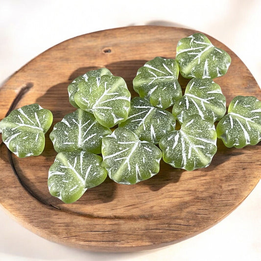 Green Maple Leaf Beads, 11x13mm Czech Glass Leaf Beads, Matte Peridot Green Leaf with Silver Wash (ML81) * Qty. 12