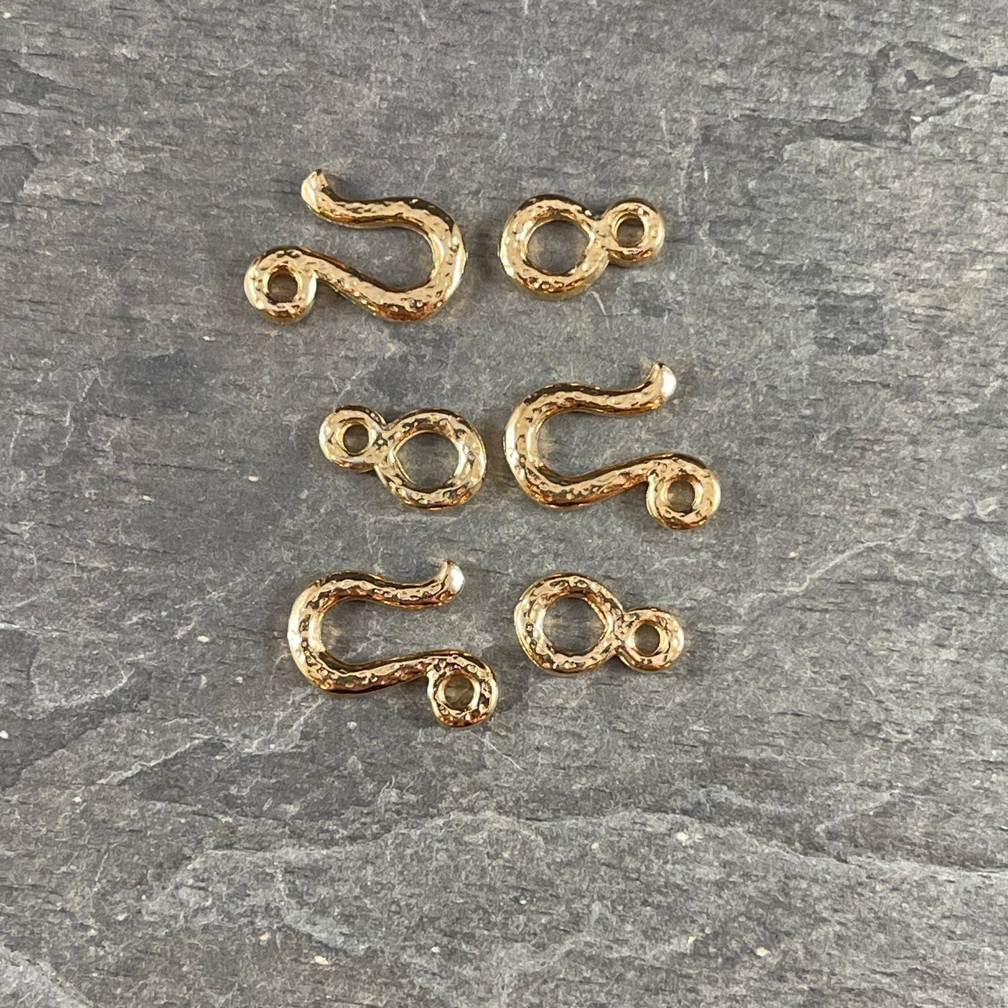 TierraCast Hook and Eye Clasp, 24k Gold Plated Pewter, Nickel Free (PF/977-12) * Qty. 3