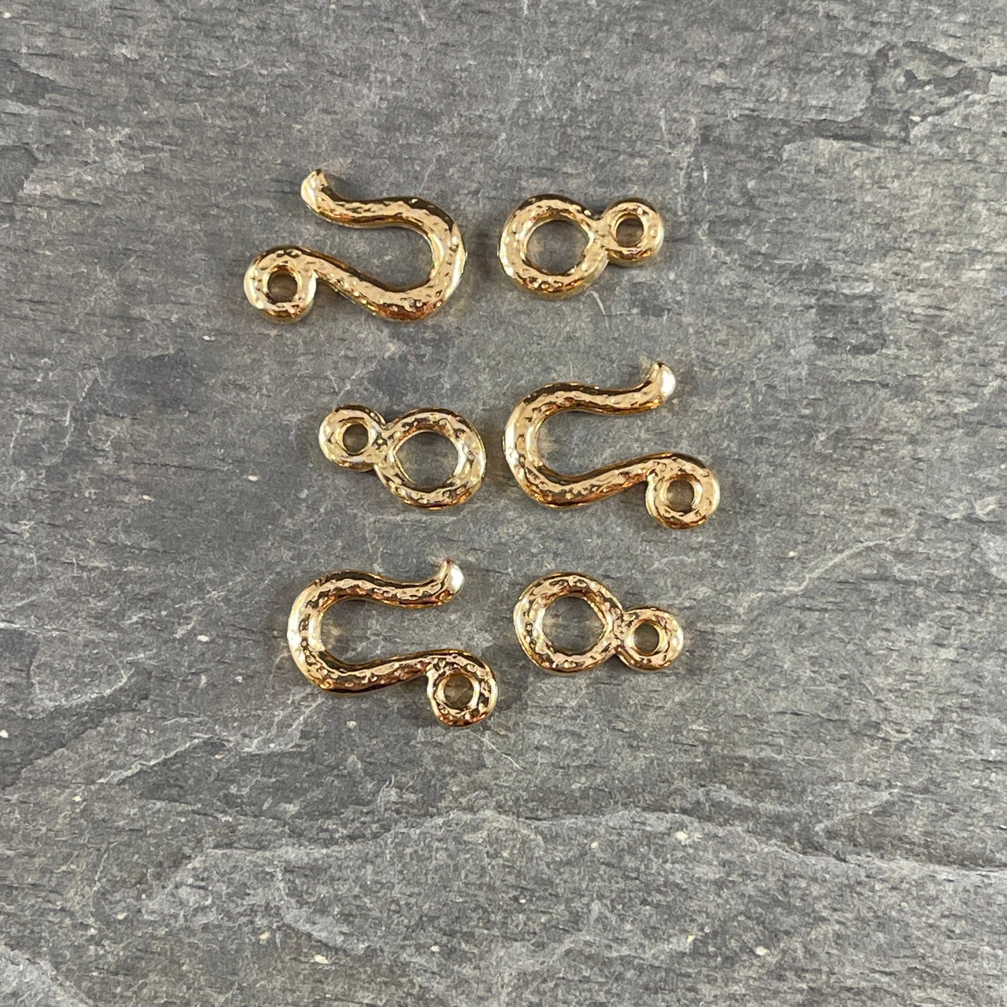 TierraCast Hook and Eye Clasp, 24k Gold Plated Pewter, Nickel Free (PF/977-12) * Qty. 5