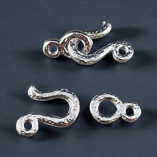 NEW TierraCast Hook Clasp, White Bronze Plated Pewter, Silver Hook and Eye Clasp (PF/997-28) * Qty. 3