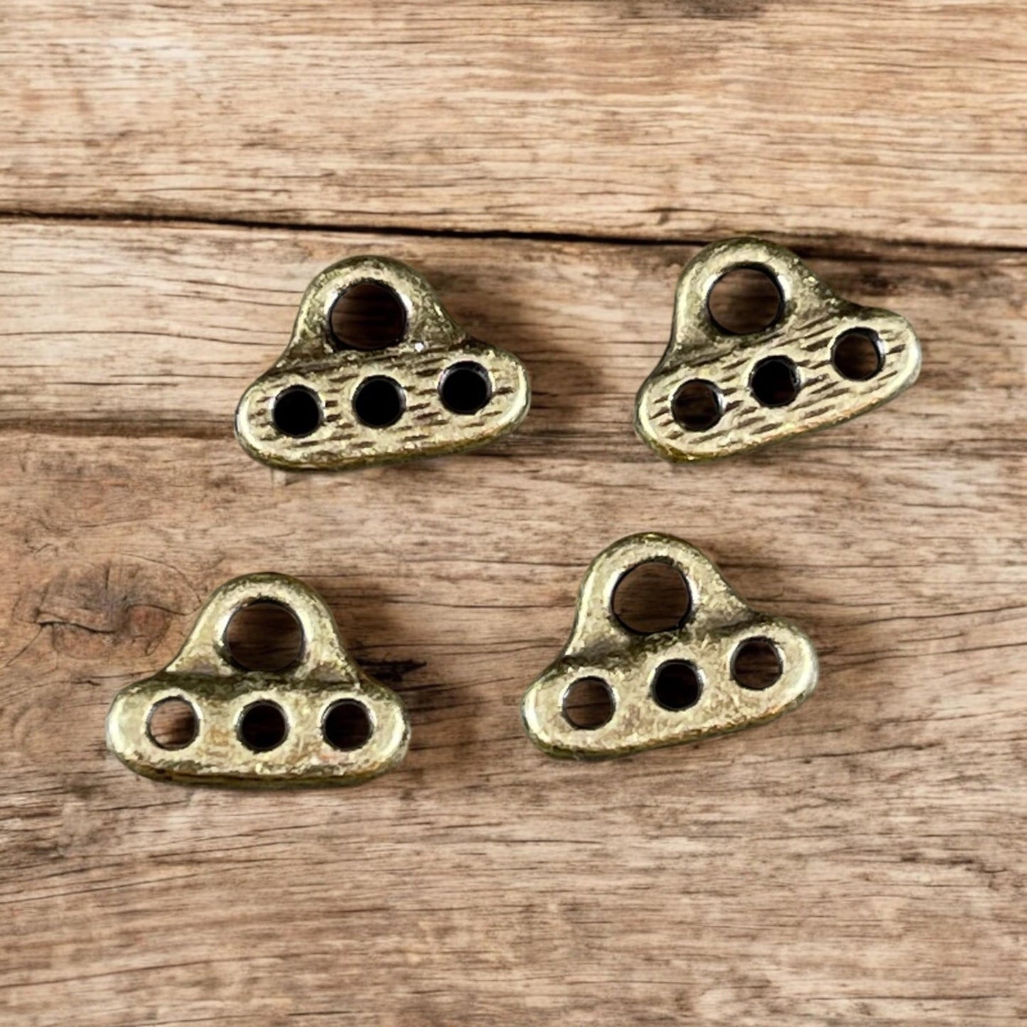 TierraCast Silver Multi Strand Connector, Antiqued Brass 3-strand End Bar (PF/691-57) * Qty. 4