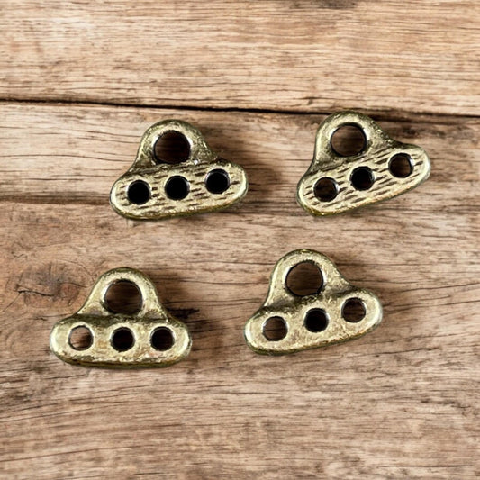 TierraCast Silver Multi Strand Connector, Antiqued Brass 3-strand End Bar (PF/691-57) * Qty. 4