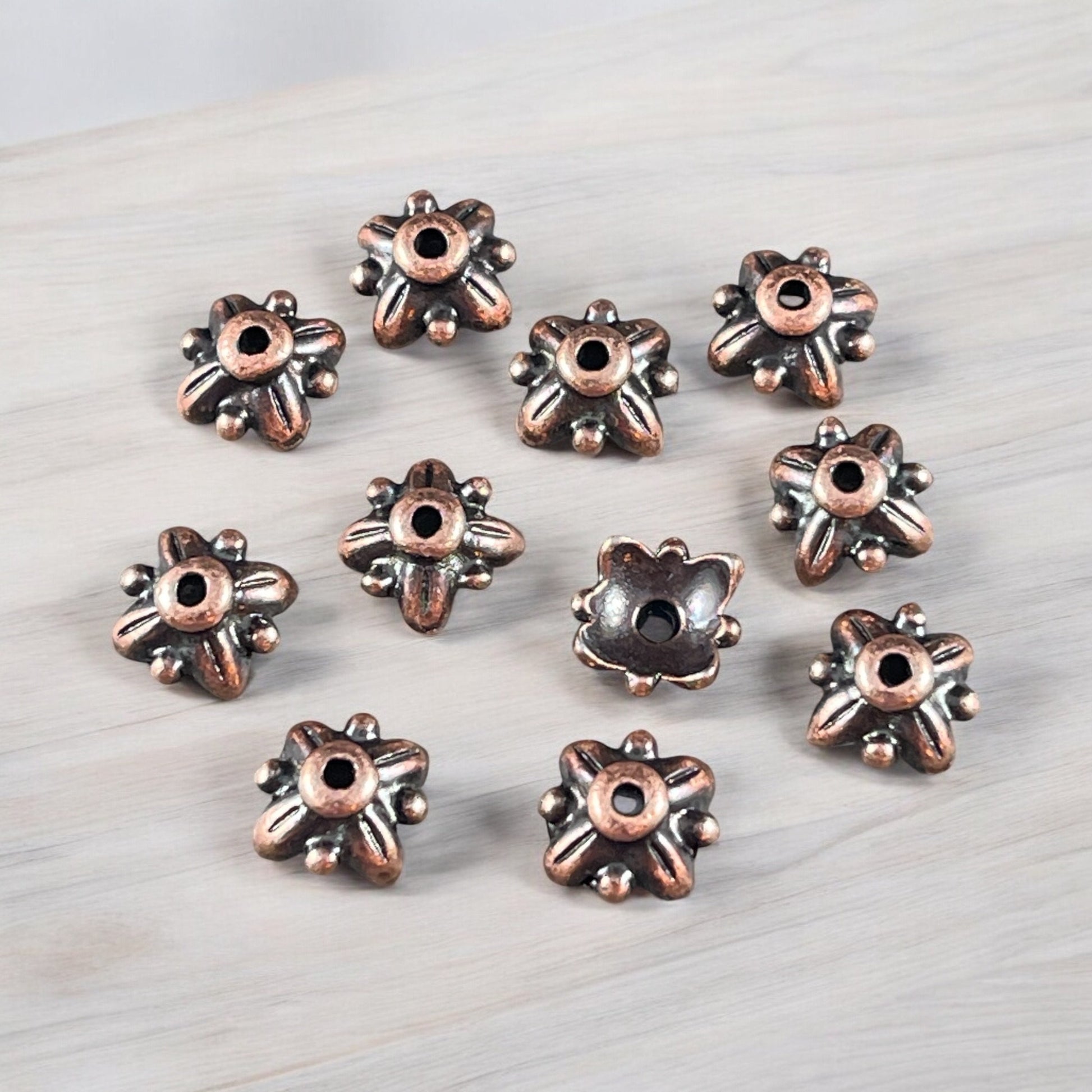 NEW 8mm TierraCast Leaf Bead Cap, Antiqued Copper Plated Petal Bead Caps (PF/797-87) * Qty. 6