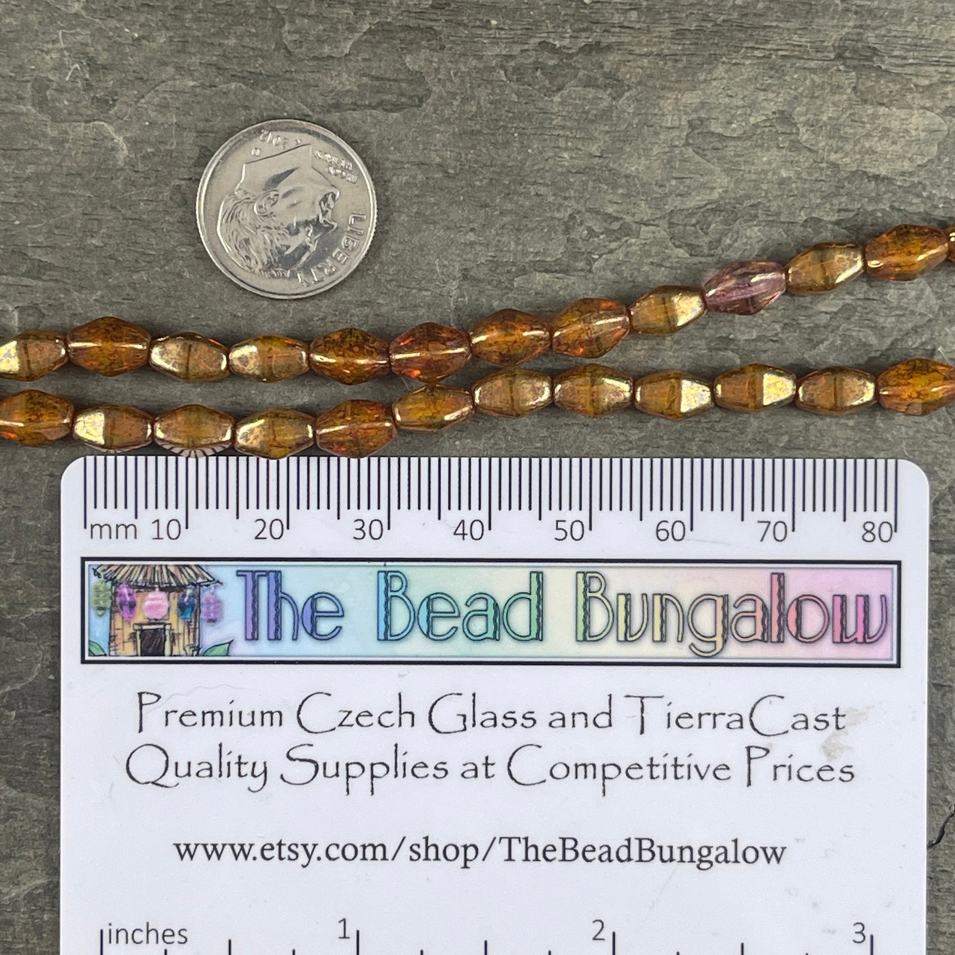 Bronze Picasso Czech Glass Beads, 8x6mm Semi-Transparent Brown Elongated Bicone (EB6) * Qty. 16