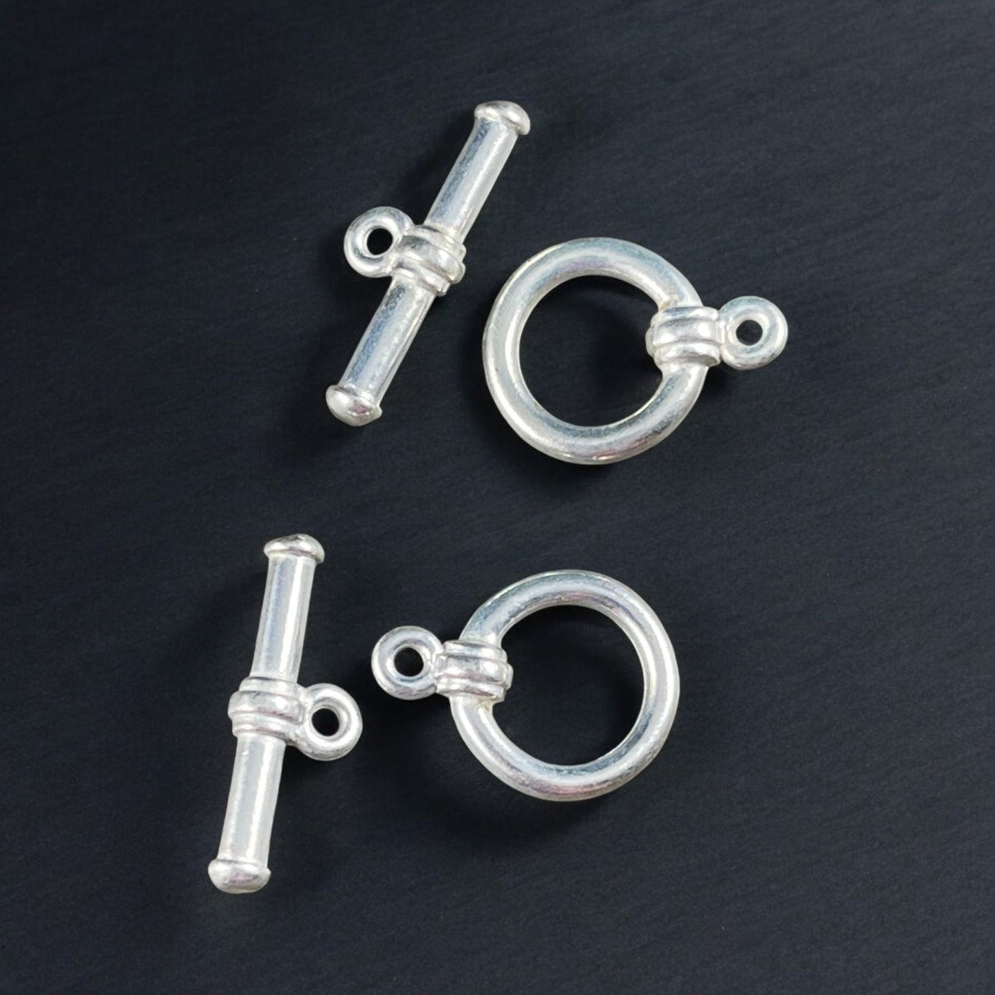 TierraCast Bright Silver Toggle Clasp, Simple Bar and Ring 12mm Fine Silver Plated Toggle Clasp (TC/6016-11) * Qty. 2