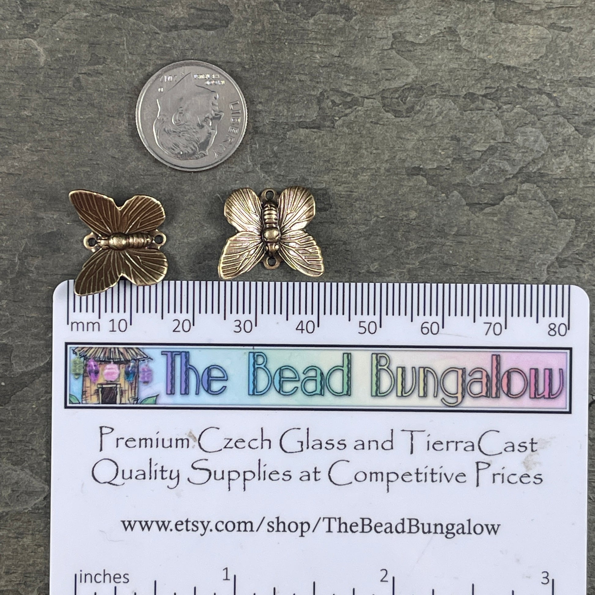 Butterfly Link, Brass Butterfly Connector, Lightweight Vintage Style Earring Components (VJS/X68A) * Qty. 2