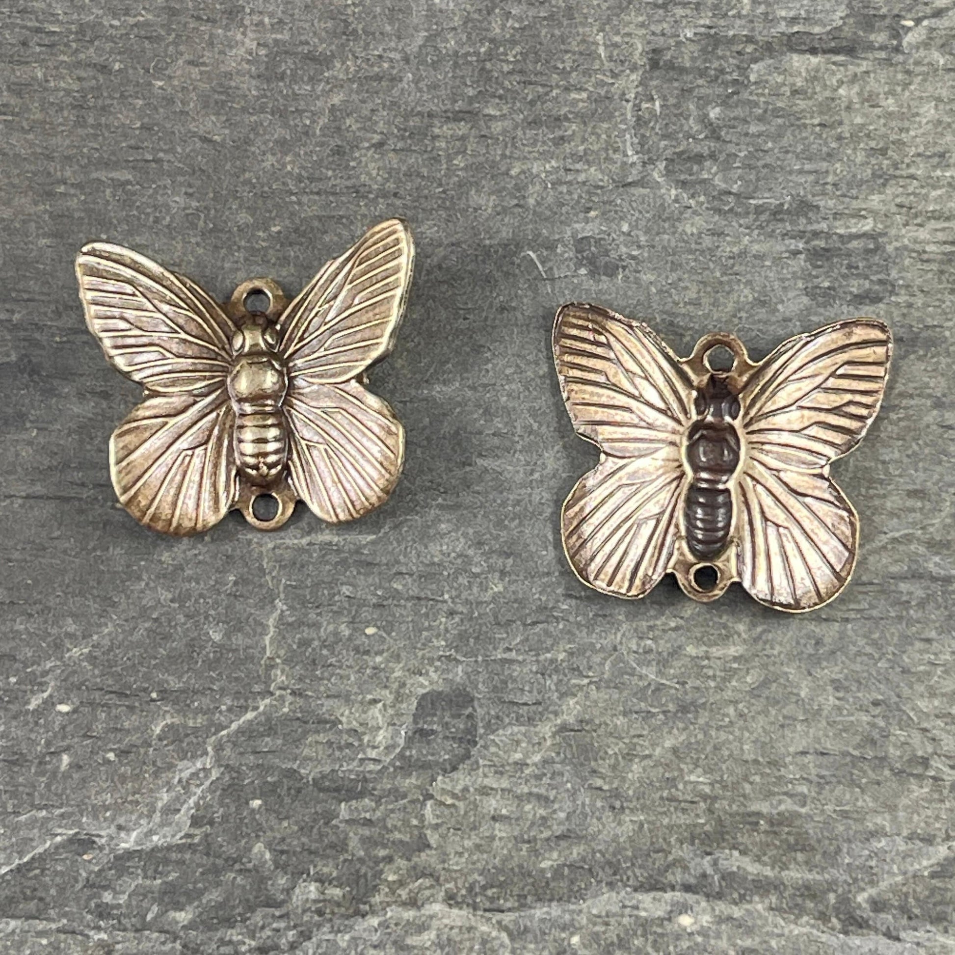 Butterfly Link, Brass Butterfly Connector, Lightweight Vintage Style Earring Components (VJS/X68A) * Qty. 2