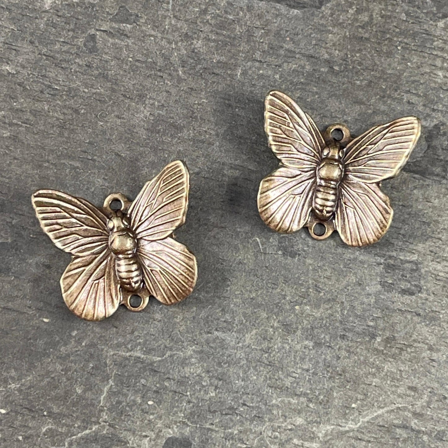 Butterfly Link, Brass Butterfly Connector, Lightweight Vintage Style Earring Components (VJS/X68A) * Qty. 2