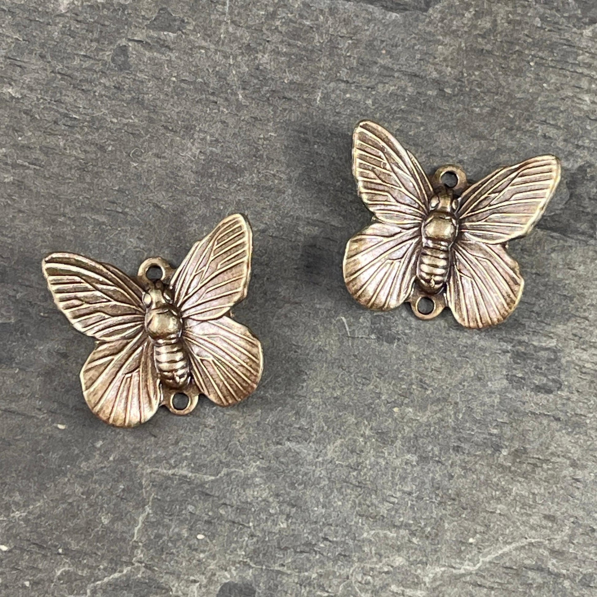 Butterfly Link, Brass Butterfly Connector, Lightweight Vintage Style Earring Components (VJS/X68A) * Qty. 2