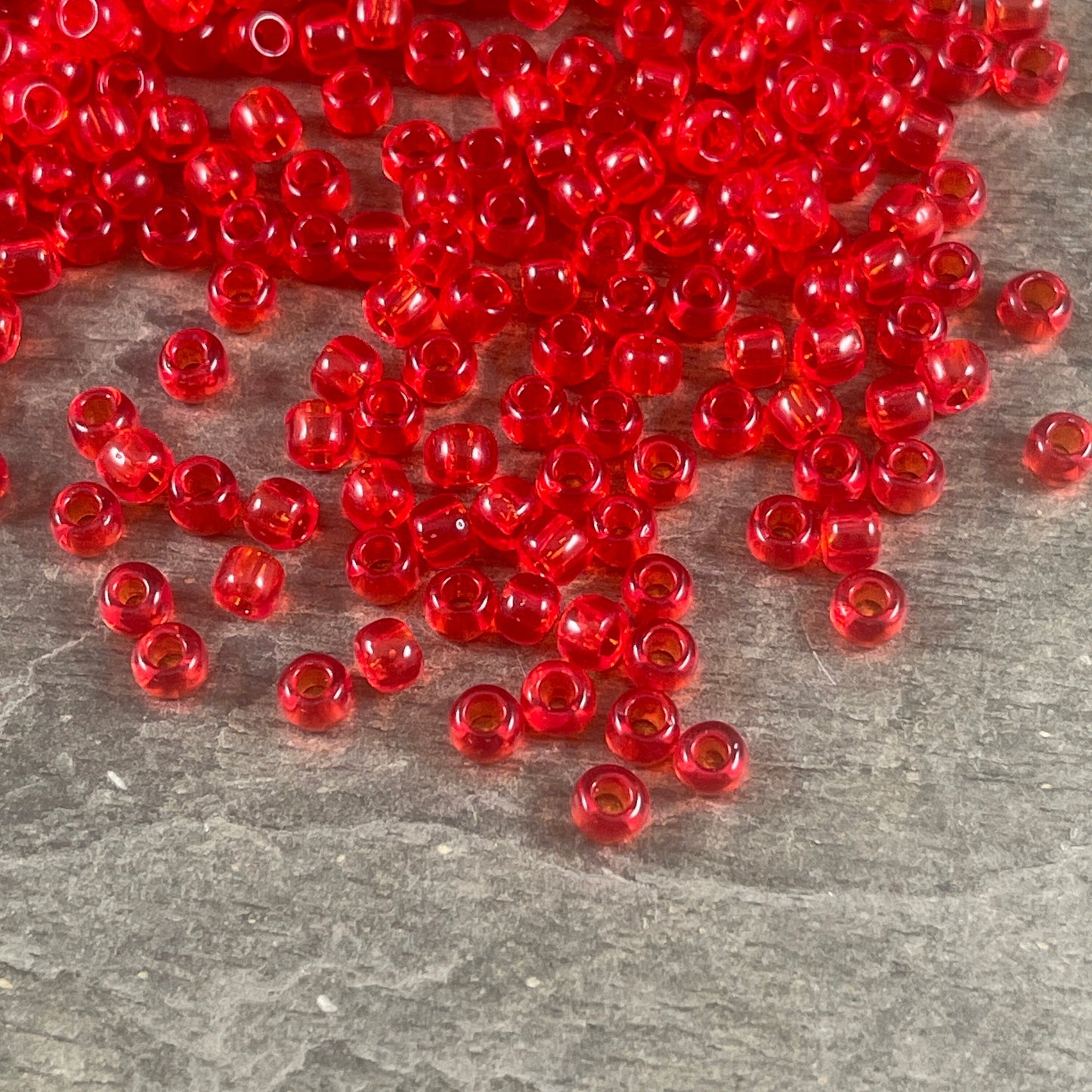 Siam Seed Beads TOHO 6/0 Round Transparent Siam Reddish Orange Glass Beads (T6/SM-5B) 6/0 Glass Seed Beads 4mm Red Beads * Qty. 20 grams