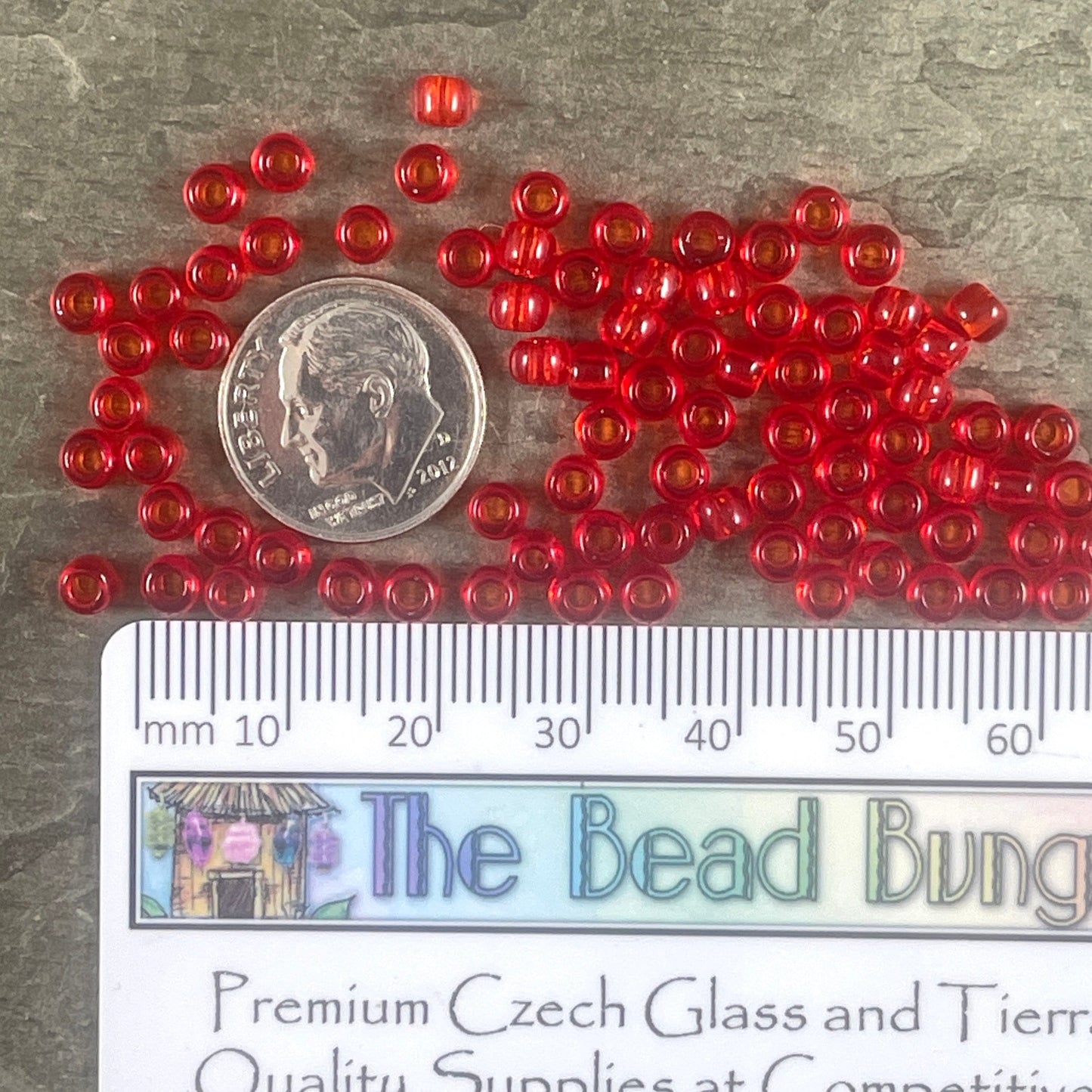 Siam Seed Beads TOHO 6/0 Round Transparent Siam Reddish Orange Glass Beads (T6/SM-5B) 6/0 Glass Seed Beads 4mm Red Beads * Qty. 20 grams