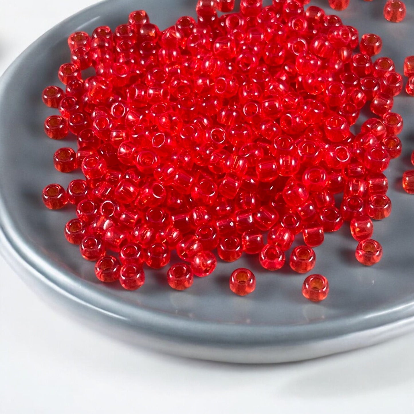 Siam Seed Beads TOHO 6/0 Round Transparent Siam Reddish Orange Glass Beads (T6/SM-5B) 6/0 Glass Seed Beads 4mm Red Beads * Qty. 20 grams