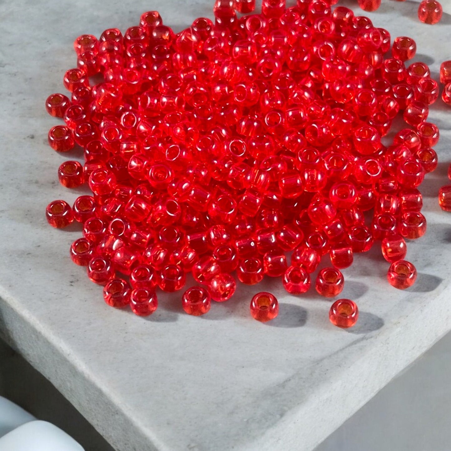 Siam Seed Beads TOHO 6/0 Round Transparent Siam Reddish Orange Glass Beads (T6/SM-5B) 6/0 Glass Seed Beads 4mm Red Beads * Qty. 20 grams