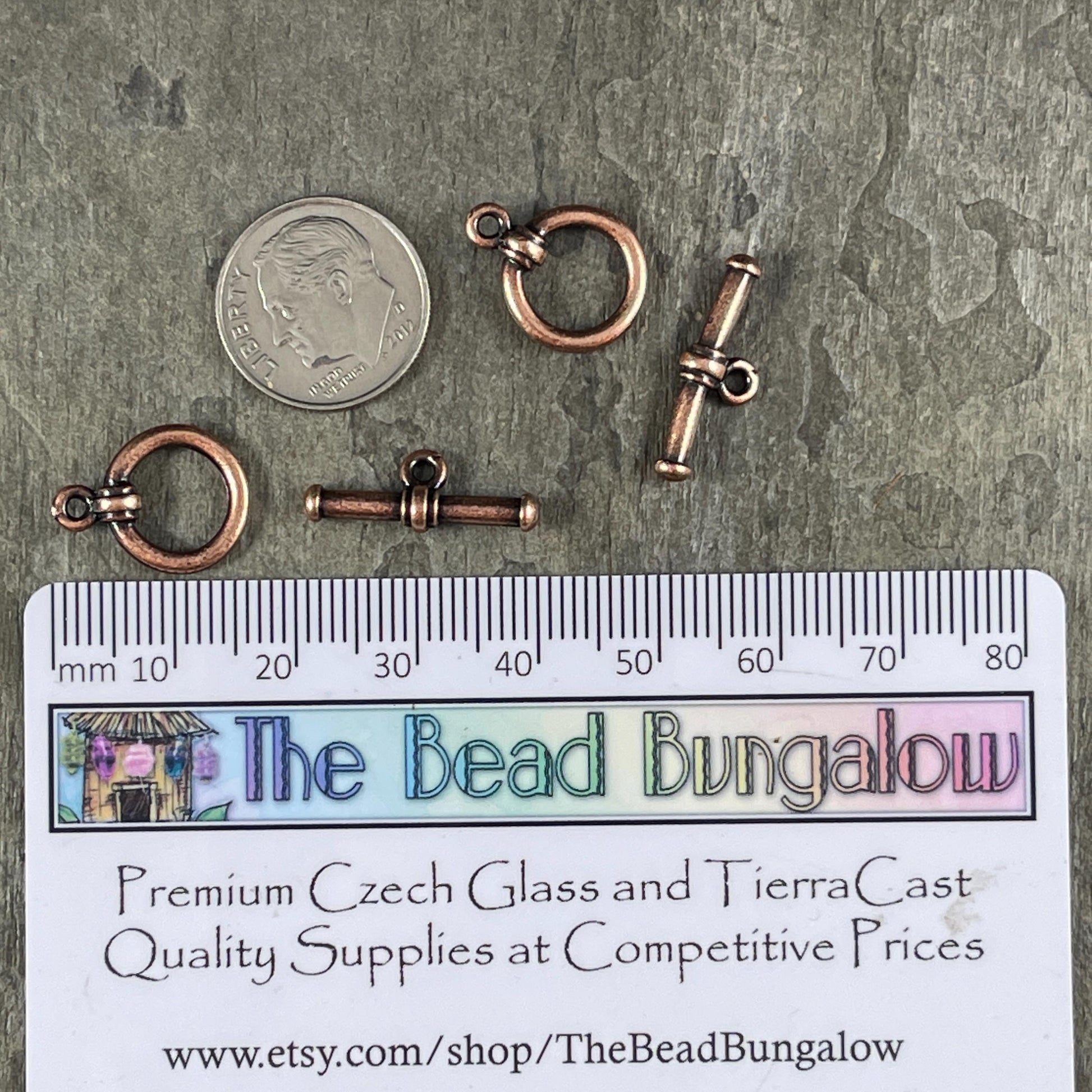 NEW TierraCast Antiqued Copper Toggle Clasp, 12mm Simple Bar and Ring Toggle Clasp (PF/934-87) * Qty. 2