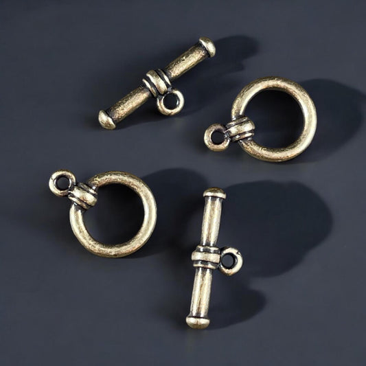 NEW TierraCast Toggle Antiqued Brass Toggle Clasp, 12mm Simple Bar and Ring Toggle Clasp (PF/934-57) * Qty. 2