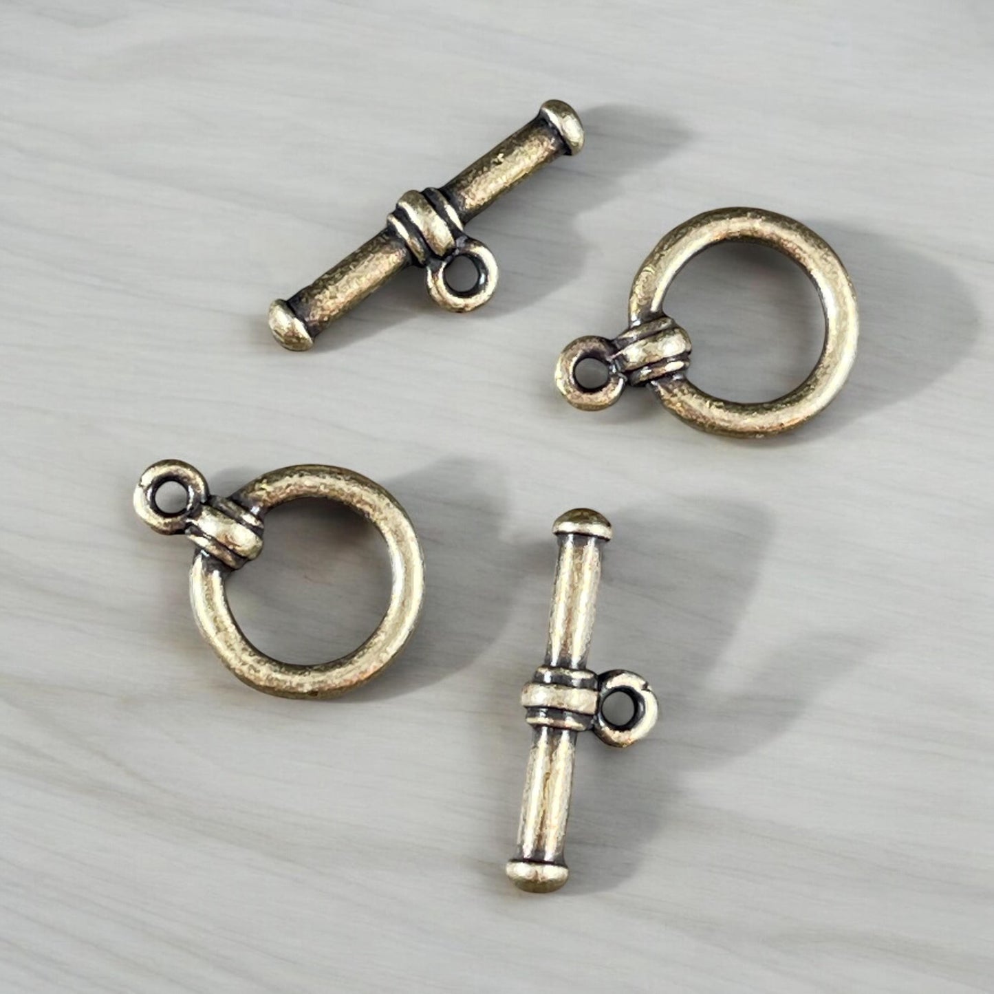 NEW TierraCast Toggle Antiqued Brass Toggle Clasp, 12mm Simple Bar and Ring Toggle Clasp (PF/934-57) * Qty. 2