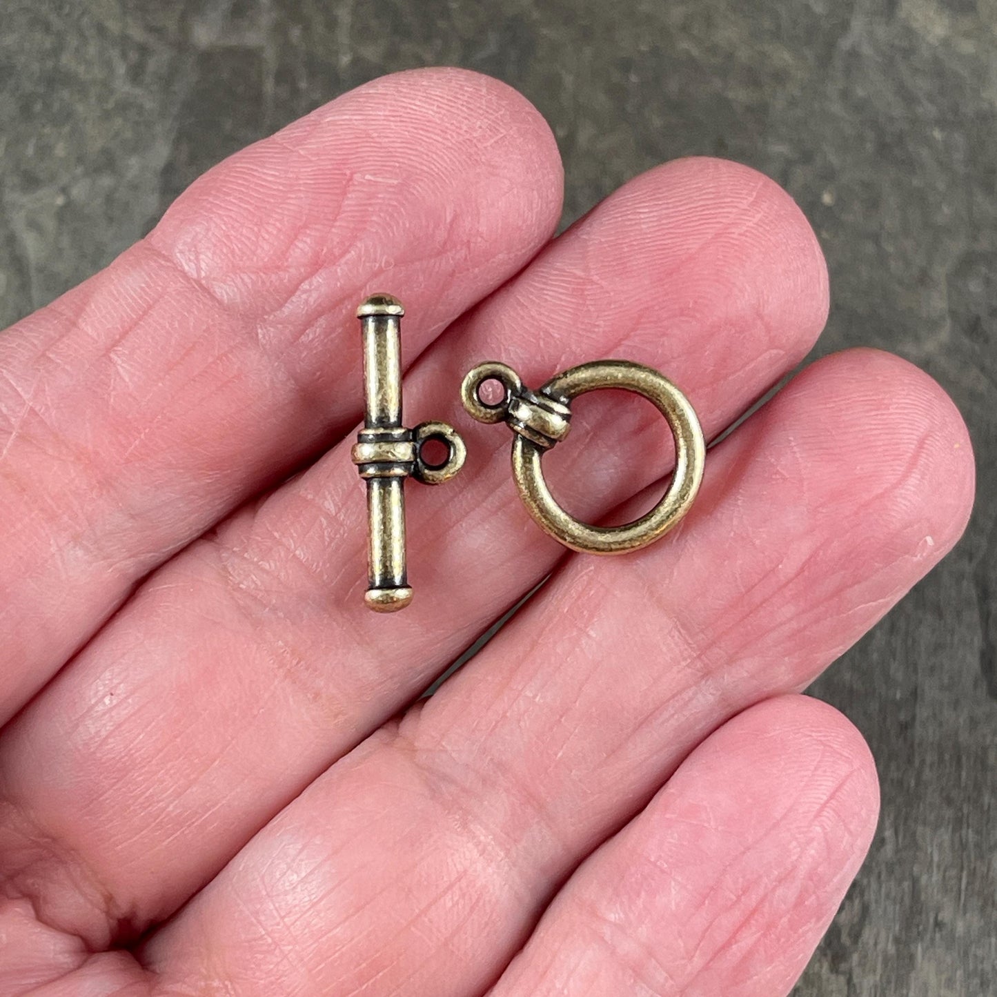 NEW TierraCast Toggle Antiqued Brass Toggle Clasp, 12mm Simple Bar and Ring Toggle Clasp (PF/934-57) * Qty. 2