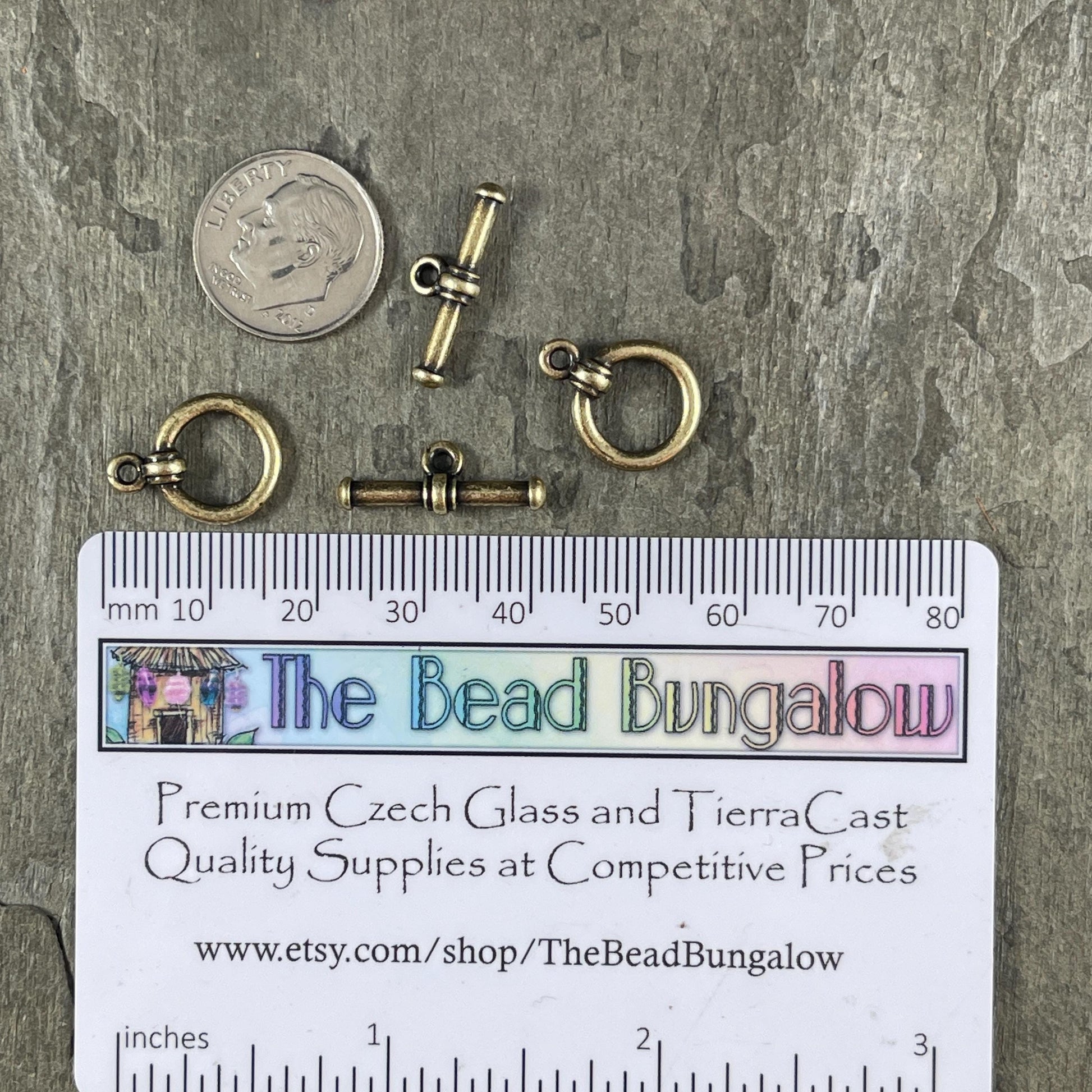 NEW TierraCast Toggle Antiqued Brass Toggle Clasp, 12mm Simple Bar and Ring Toggle Clasp (PF/934-57) * Qty. 2