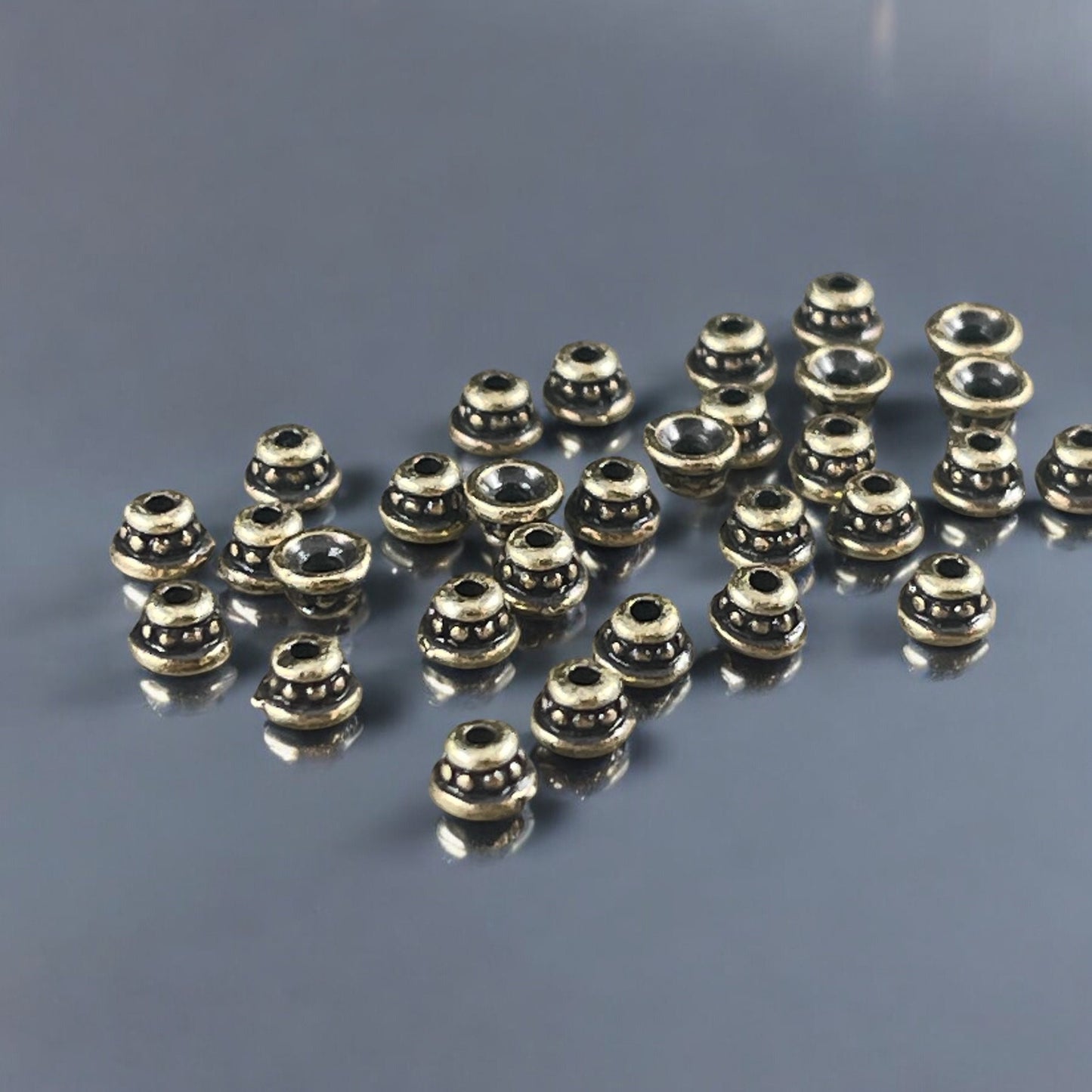 Antiqued Brass Bead Caps, TierraCast X-Small 3.5mm Beaded Caps, Tiny Cone Bead Caps (PF/792-57) * Qty. 50