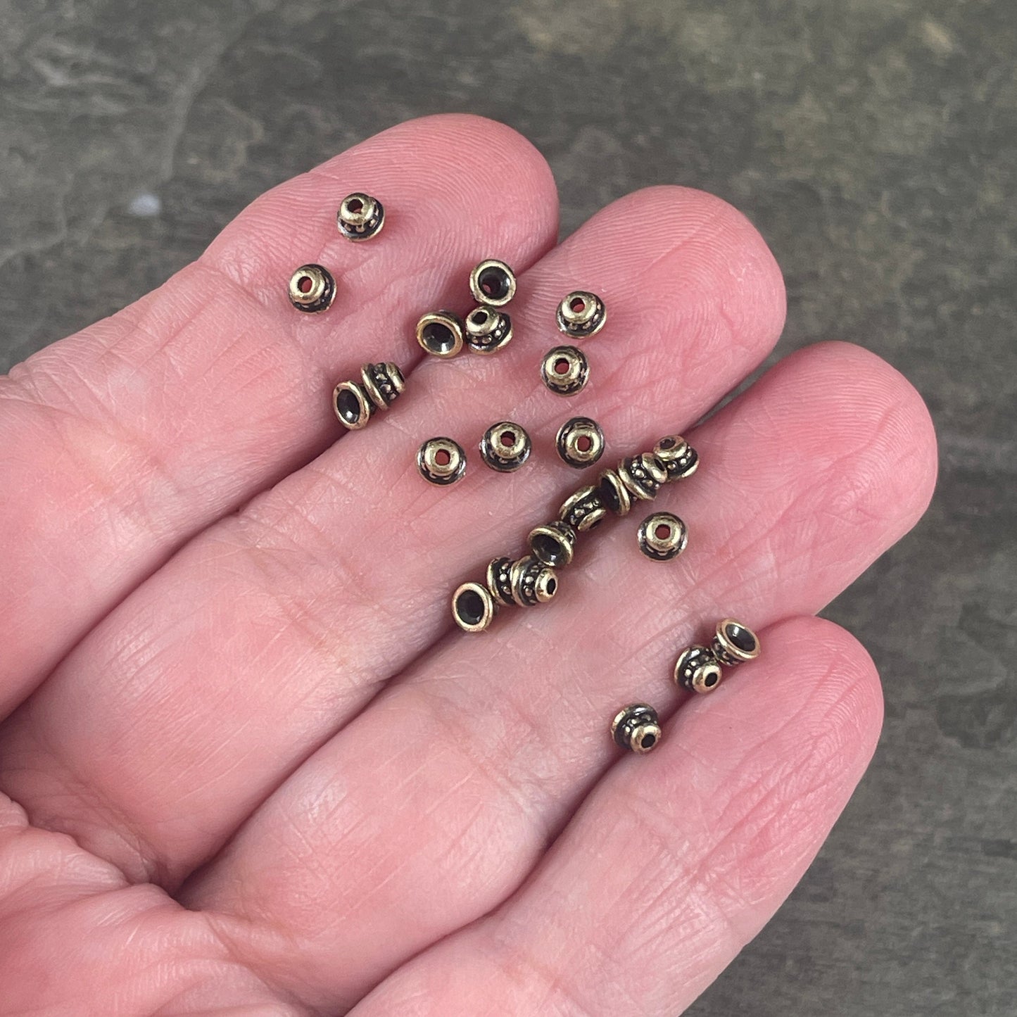 TierraCast 3.5mm Beaded Caps, Antiqued Brass Plated Tiny Cone (PF/792-57) * Qty. 50
